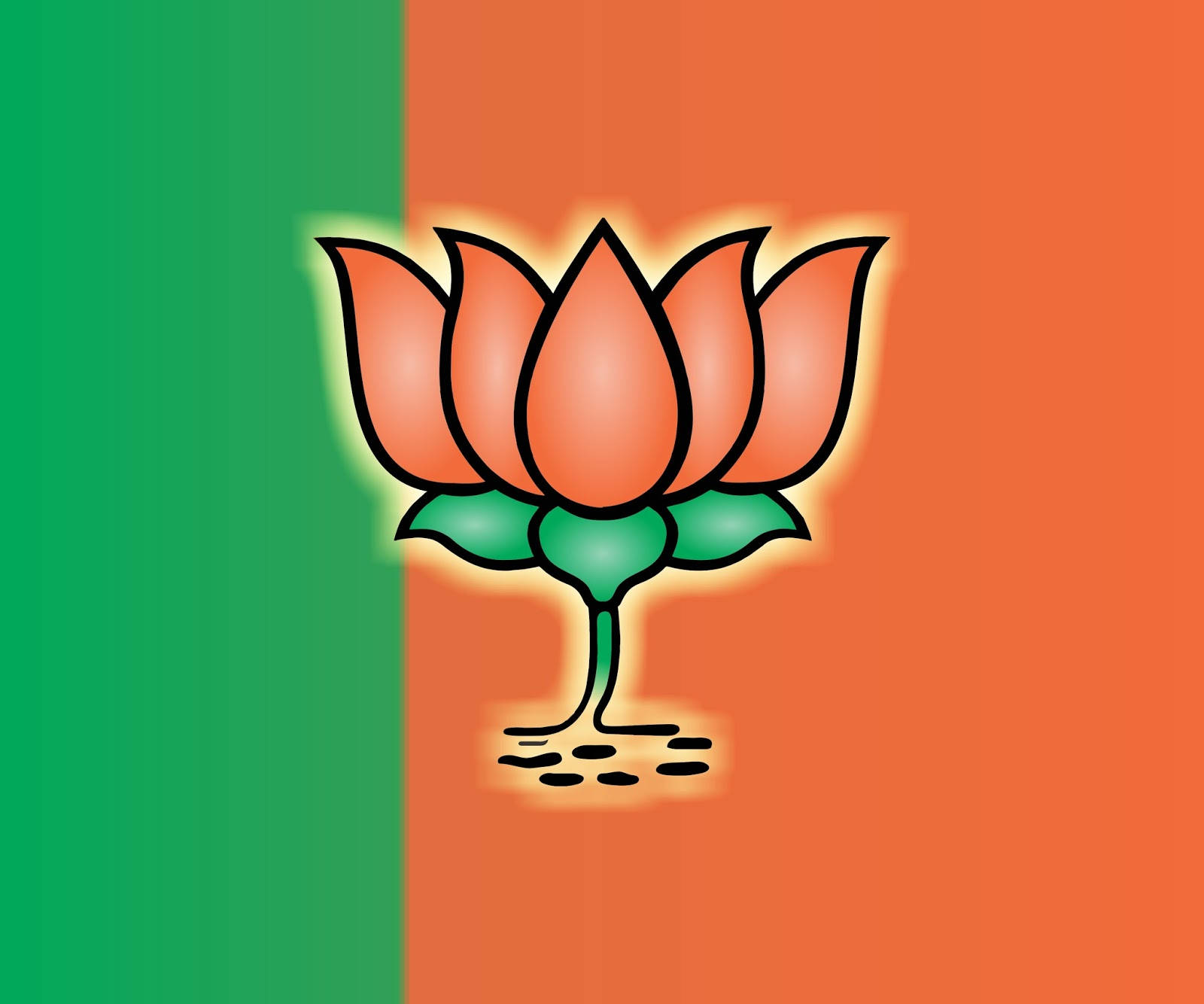 BJP, orange lotus, green stem, HD Desktop Wallpaper