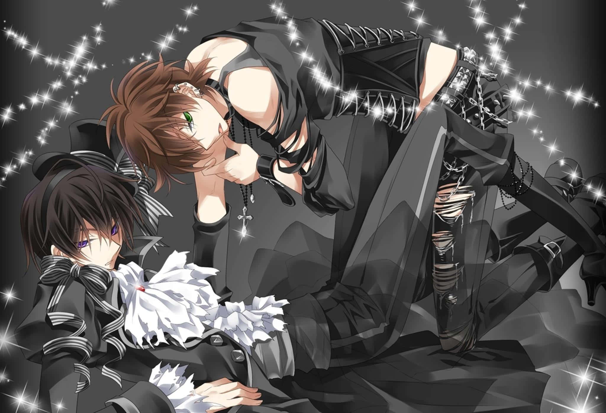 BL Anime, dark gothic outfits, starry background, Full HD Desktop Wallpaper