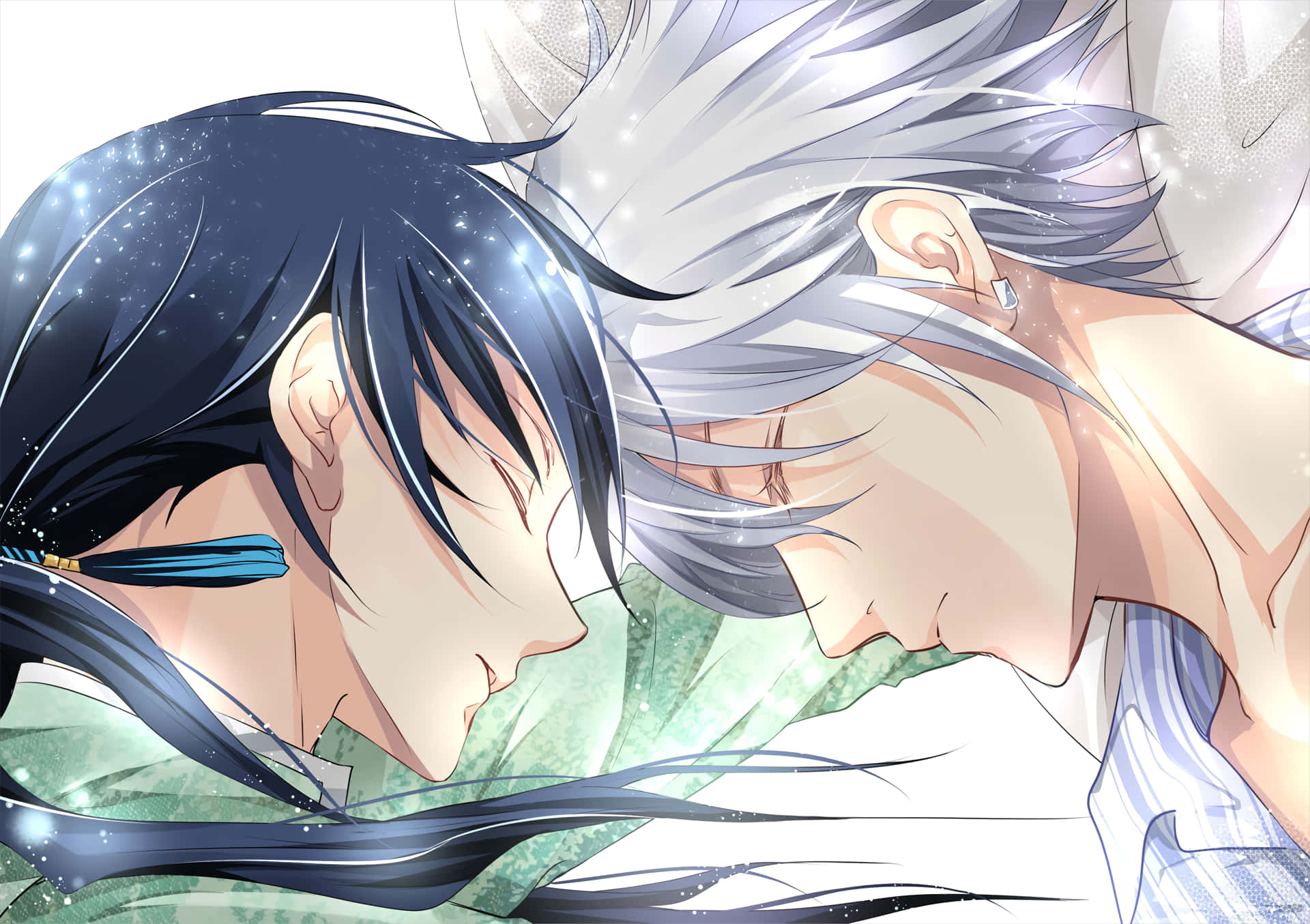 BL Anime, dark hair, silver hair, Full HD Desktop Wallpaper