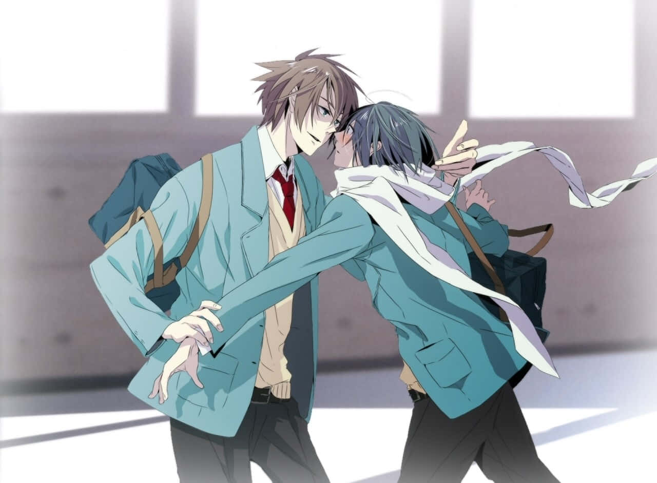 Bl Anime, school uniforms, sunlit hallway, HD Desktop Wallpaper