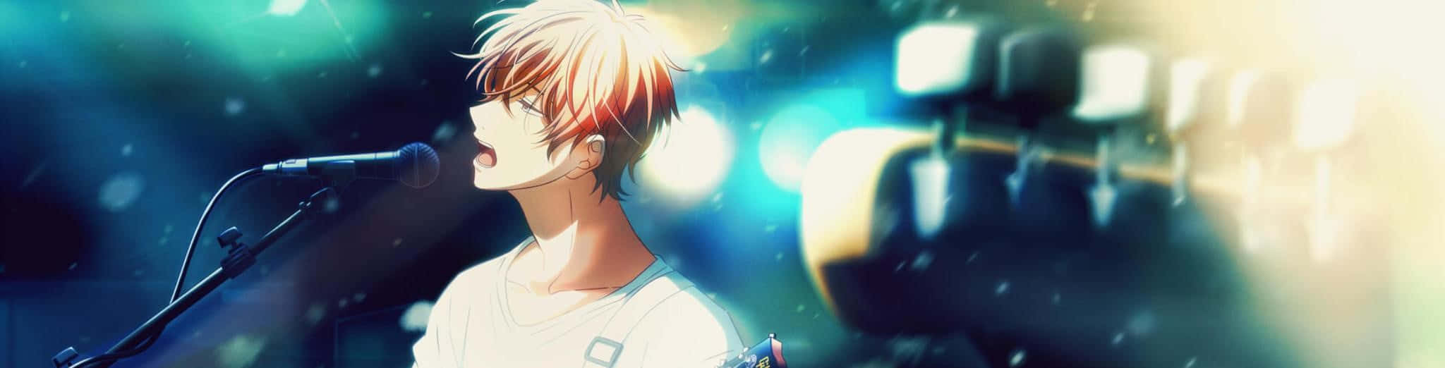 BL Anime, orange hair, guitar, Full HD Desktop Wallpaper