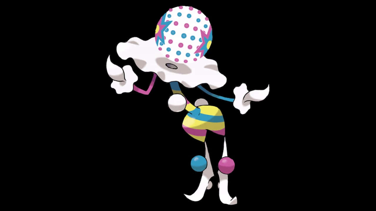 Blacephalon, black background, colorful cartoon cloud creature, HD Desktop Wallpaper