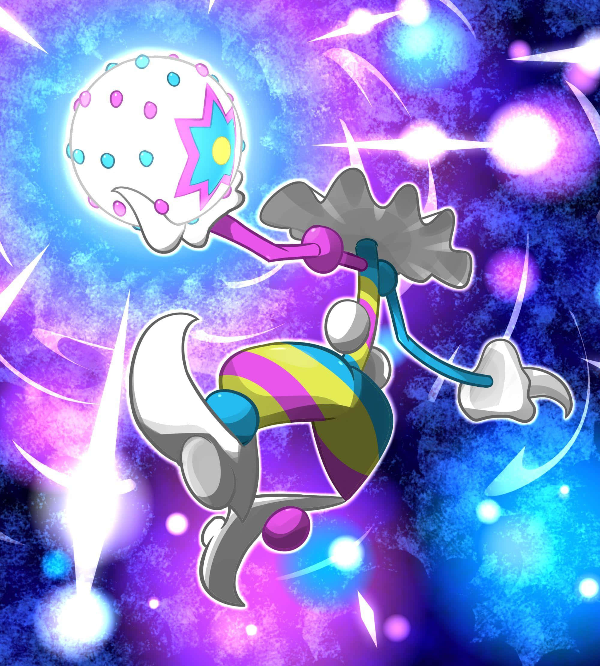 Blacephalon, glowing head, striped limbs, Full HD Phone Wallpaper