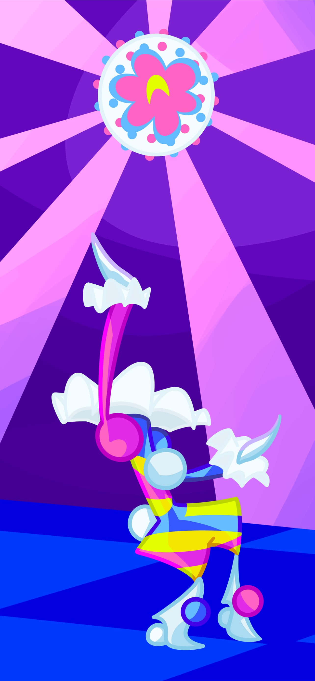 Blacephalon, vibrant colors, radiant pink flower spotlight, 2K Phone Wallpaper