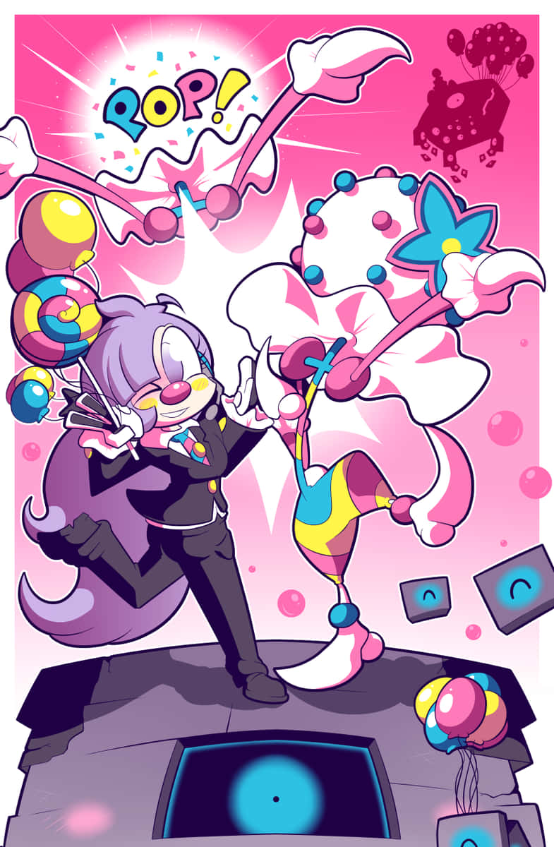 Blacephalon, purple hair, clown nose, SD Phone Wallpaper