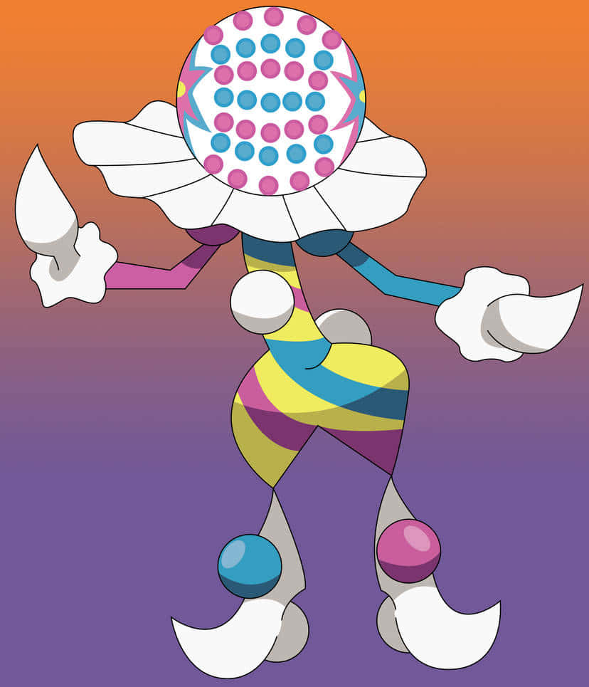 Blacephalon, gradient sunset sky, polka-dotted head, SD Phone Wallpaper