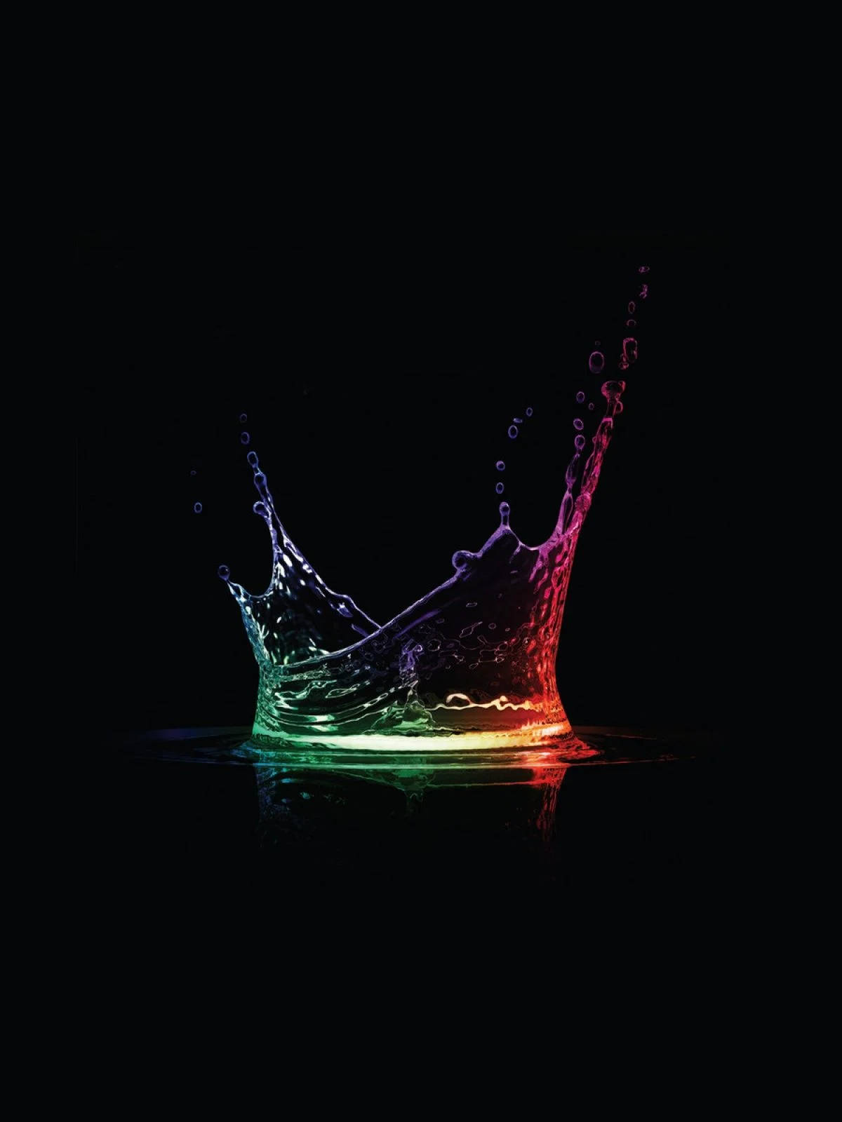 Colorful Watersplash, black 3d, rainbow splash, HD Phone Wallpaper