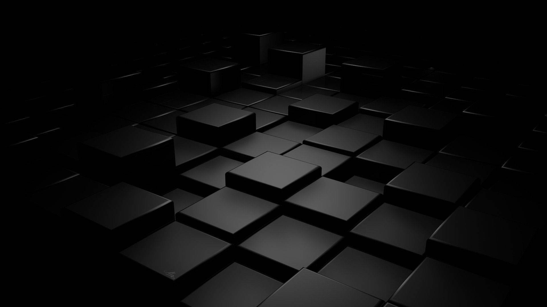 Cubed Squares, black, 3d-rendered, Full HD Desktop Wallpaper