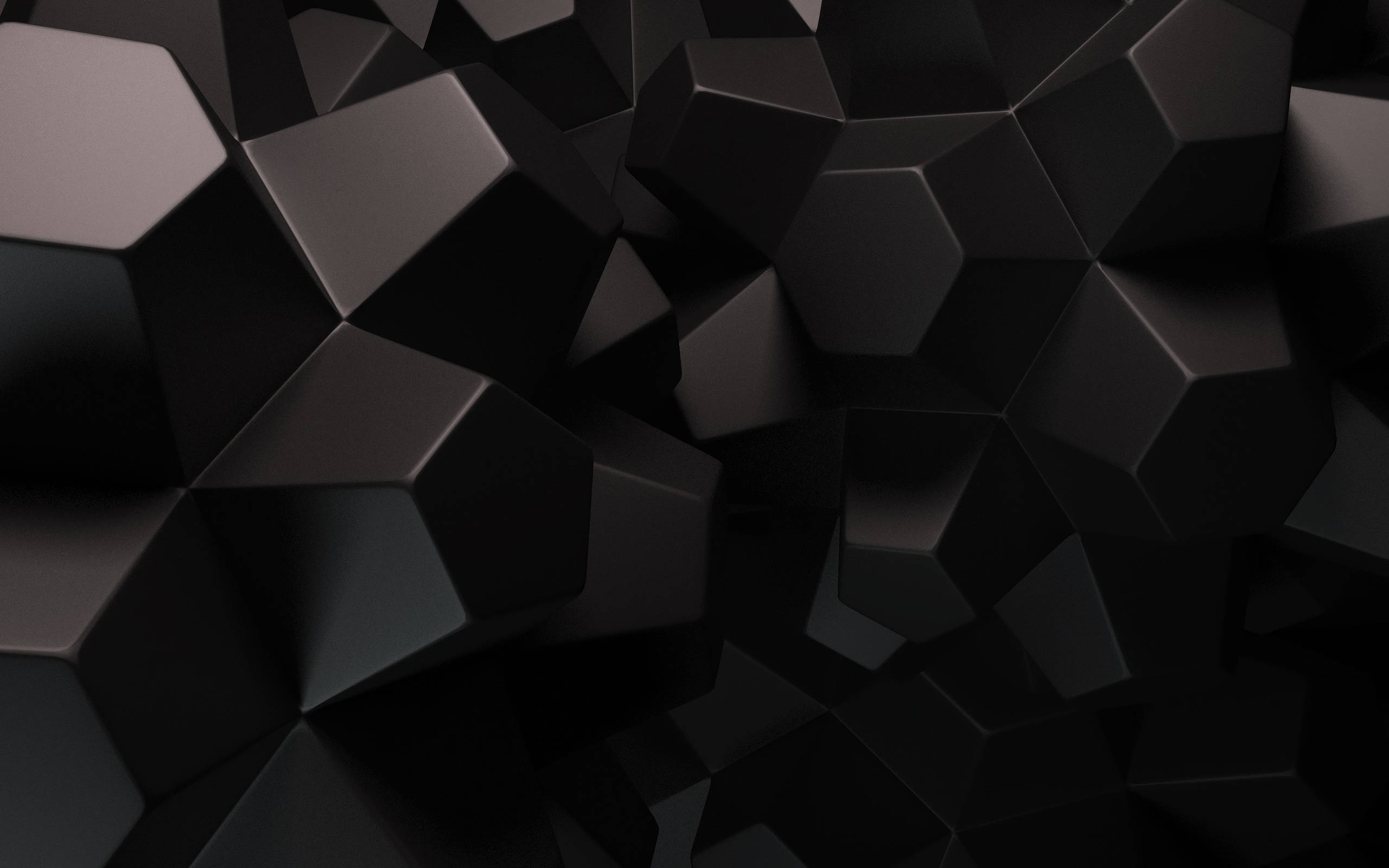 hexagonal, black 3d, dark geometric hexagons, 2K Desktop Wallpaper