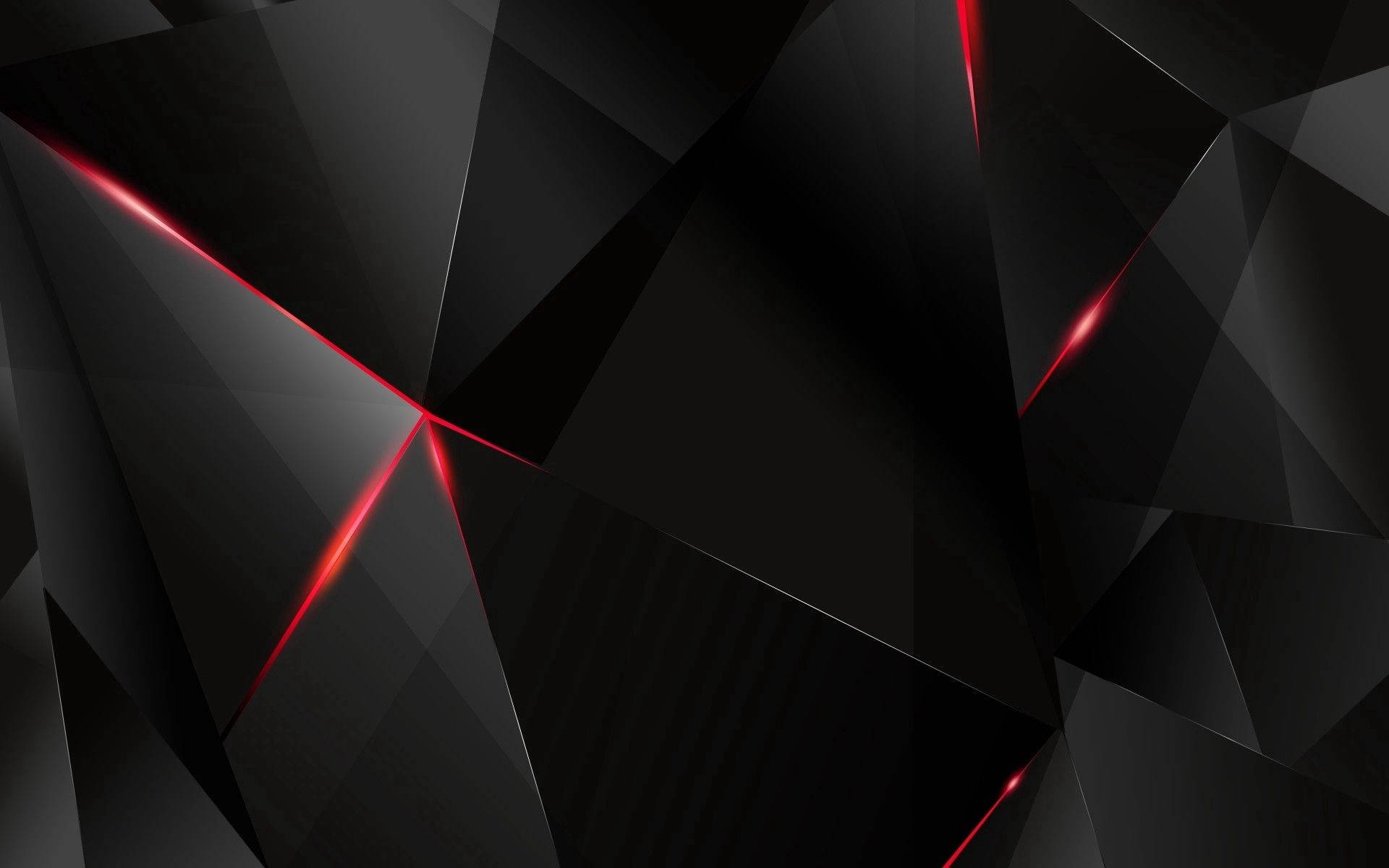 3d red and black polygon, black and red 3d polygon, glowing red neon lines, Full HD Desktop Wallpaper