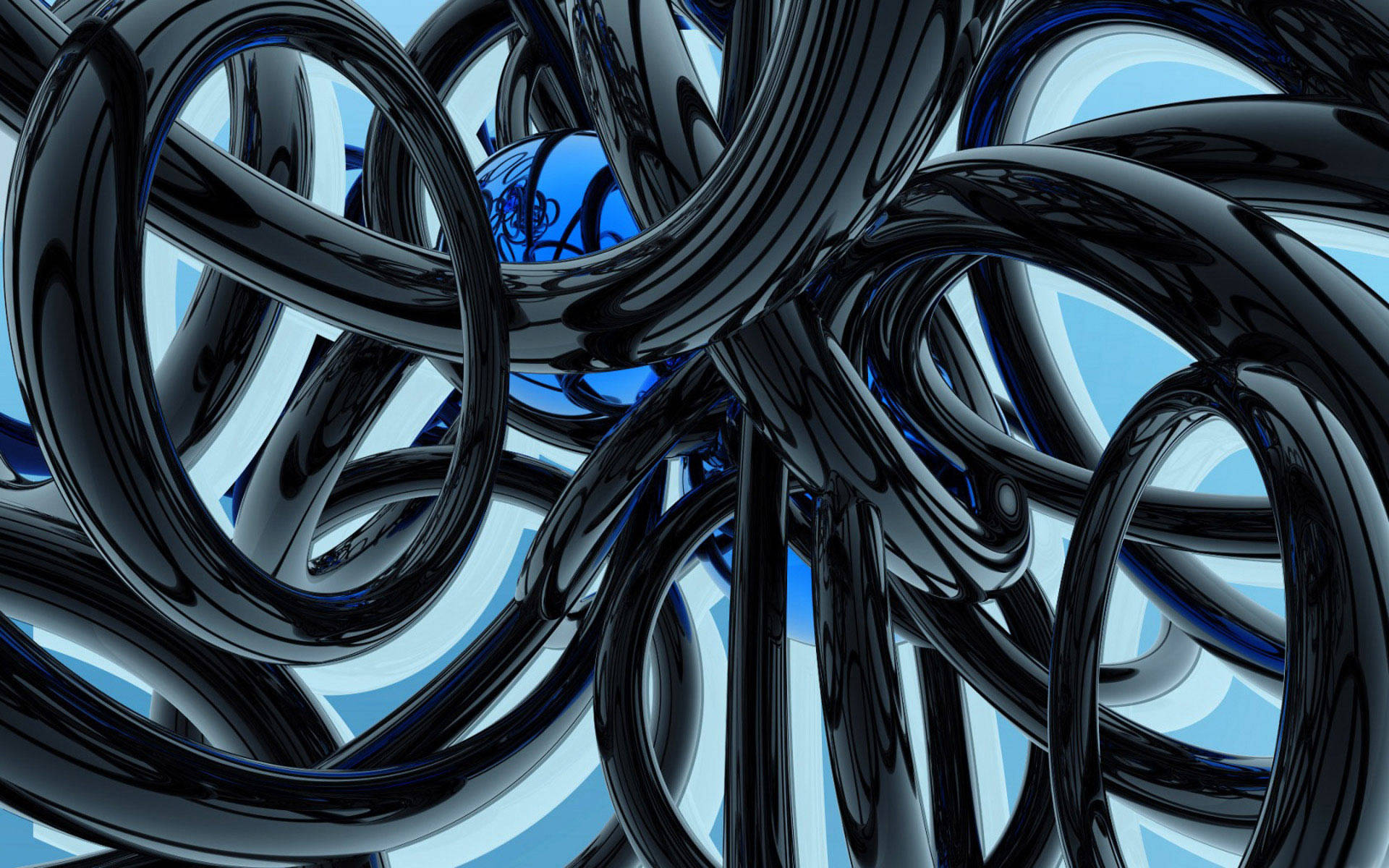 Black 3d, glossy black, abstract tubes, Full HD Desktop Wallpaper