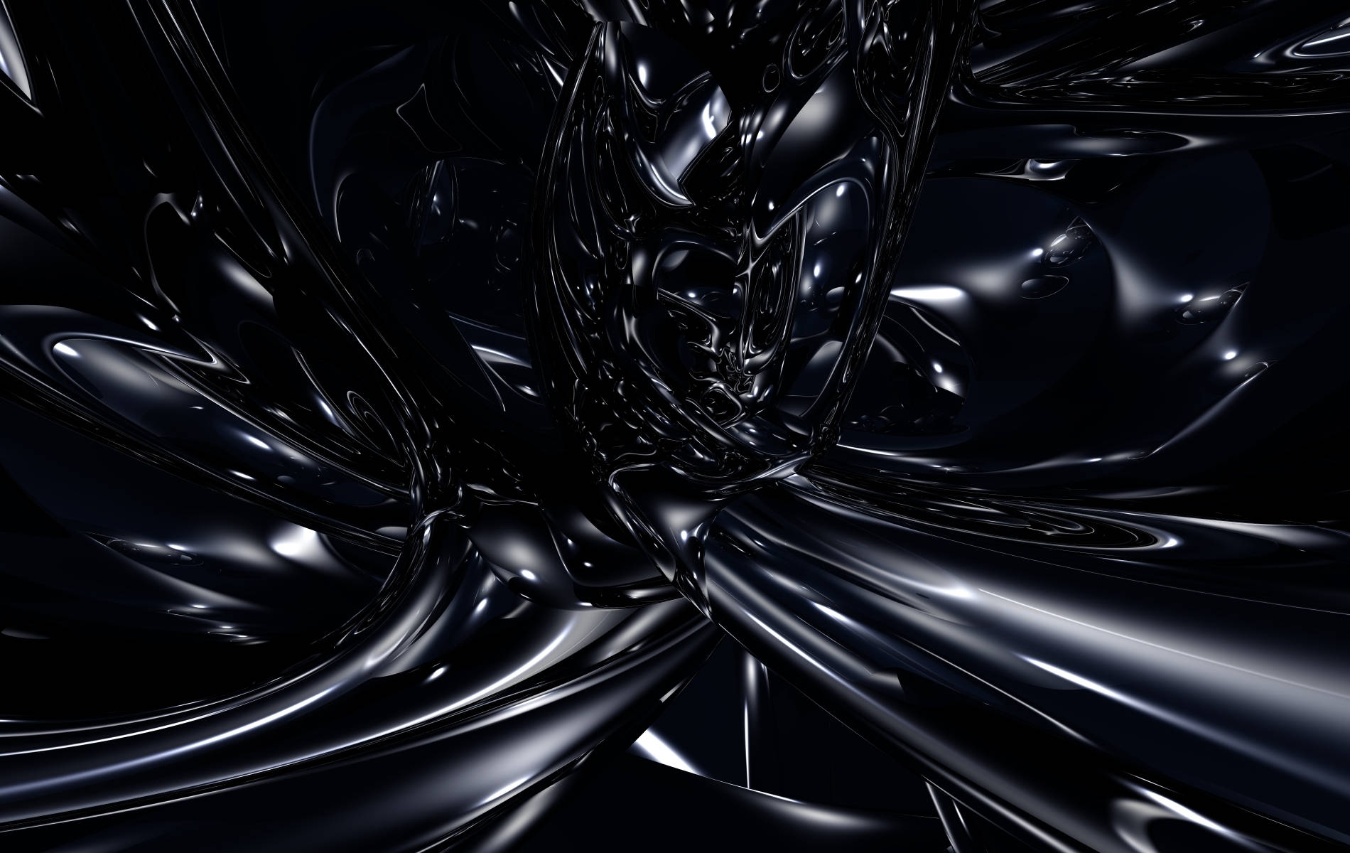 glossy black liquid, 3d-render, intricate reflective patterns, HD Desktop Wallpaper