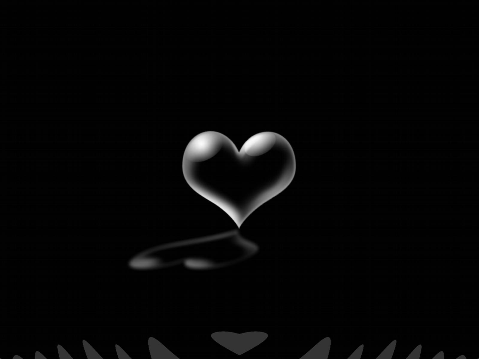 Cute Black 3D Heart, glowing translucent heart, black background, HD Desktop Wallpaper