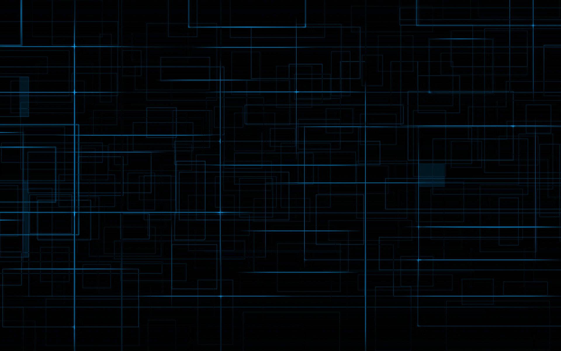 black abstract, glowing blue lines, interconnected rectangles, Full HD Desktop Wallpaper