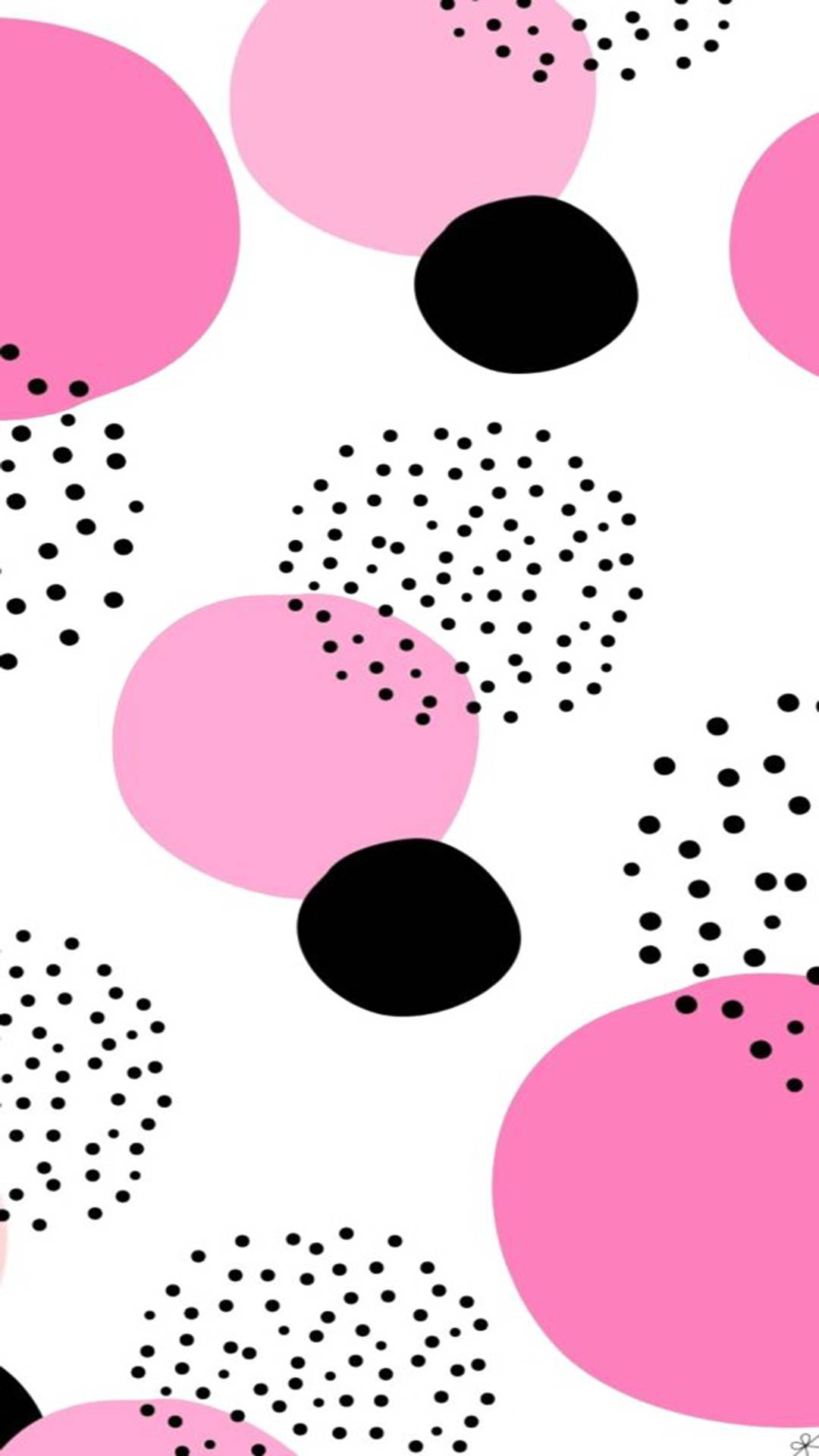 black and pink aesthetic, polka dot, abstract pattern, Full HD Phone Wallpaper
