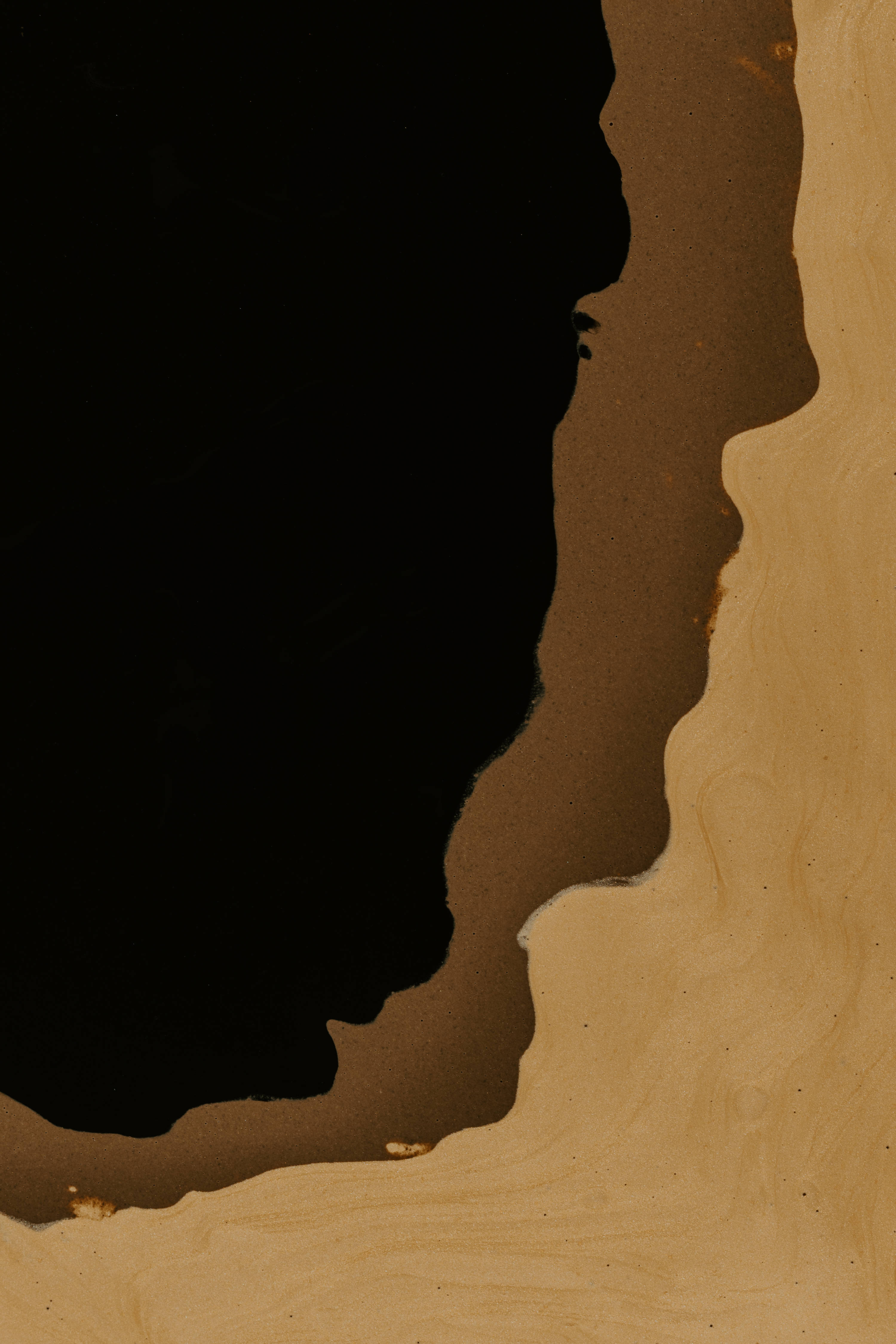 black abstract, beige surface, black liquid, 4K Phone Wallpaper