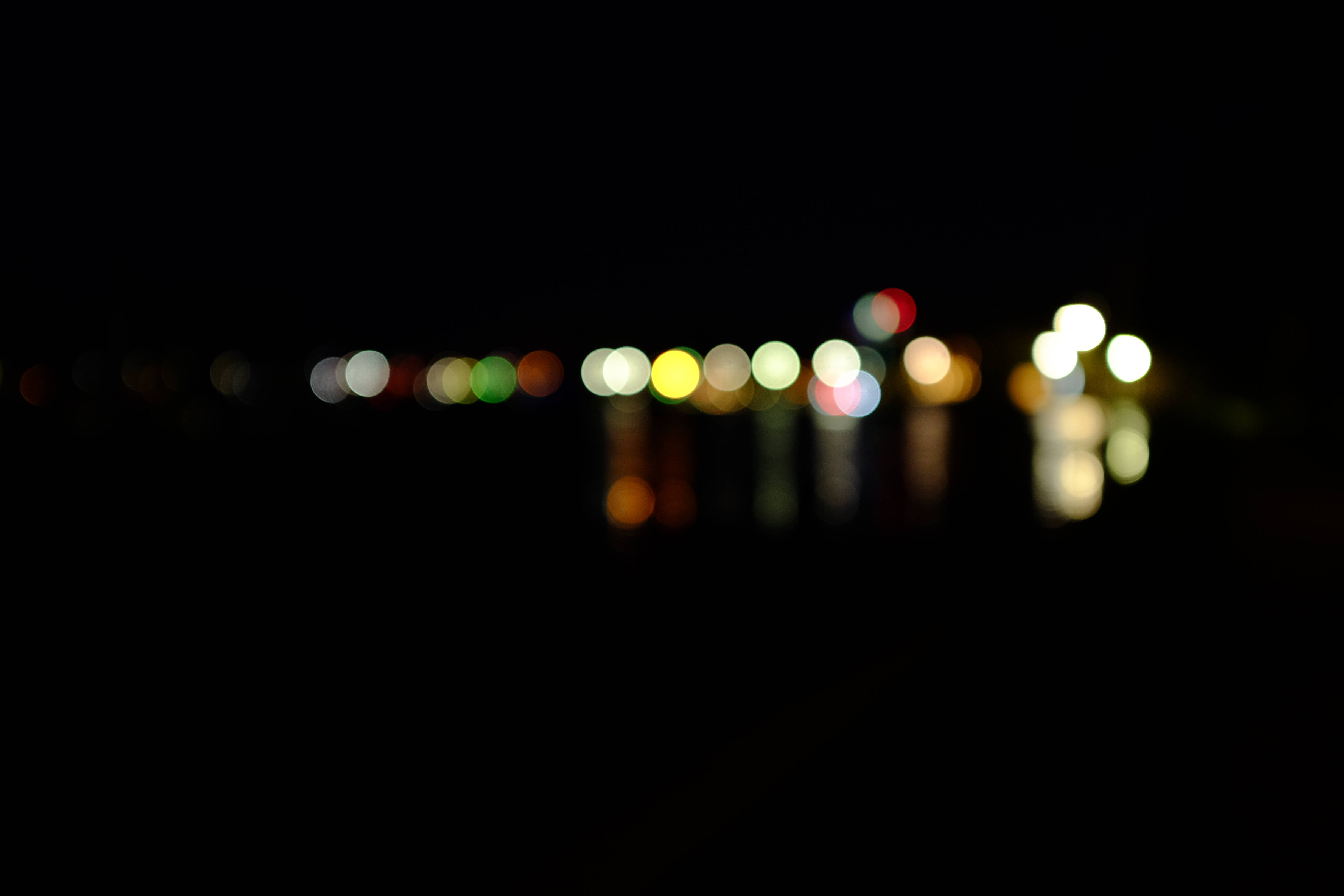black abstract, bokeh lights, water, 4K Desktop Wallpaper