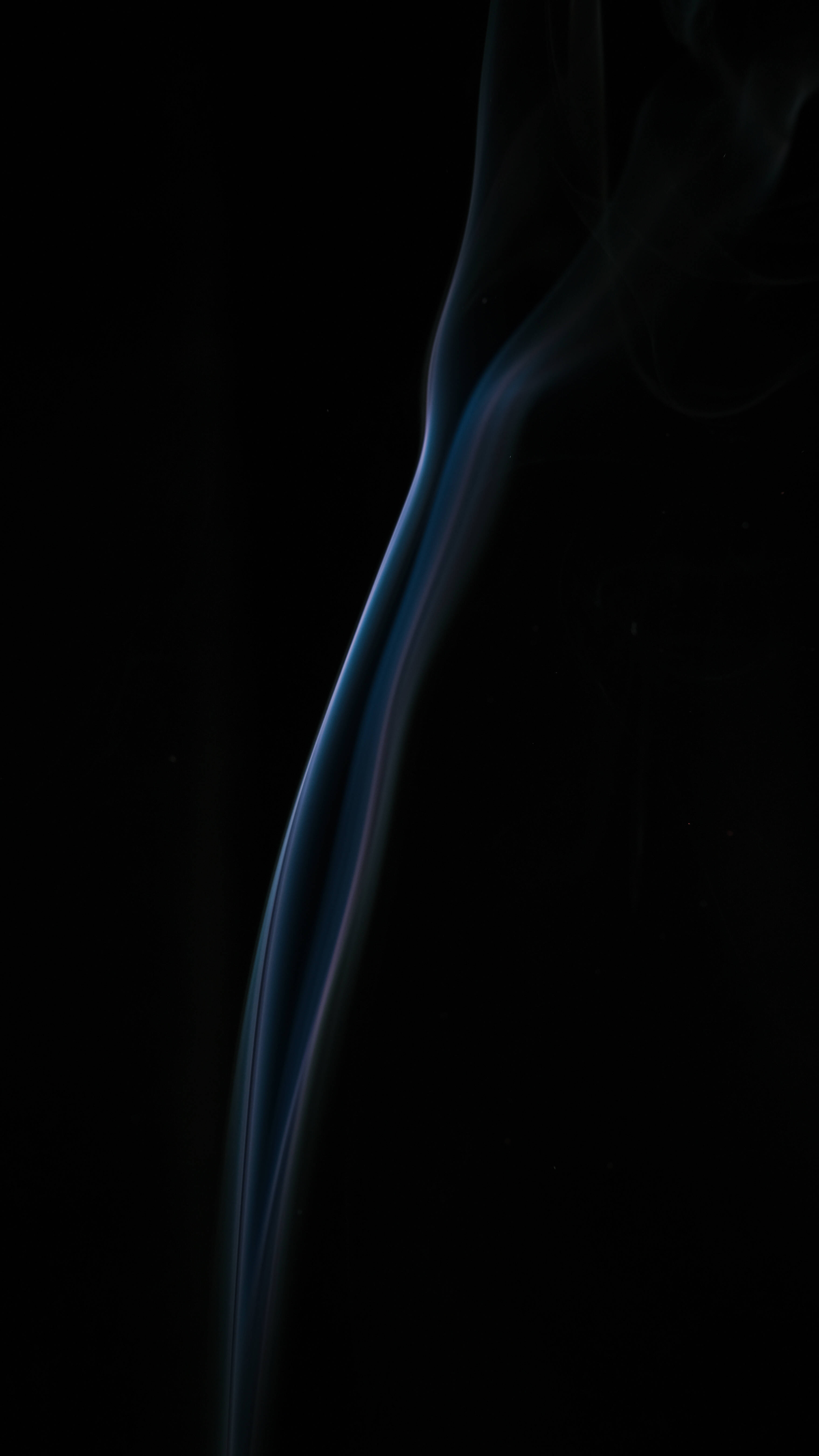 black abstract, blue smoke trail, pure black background, 5K Phone Wallpaper
