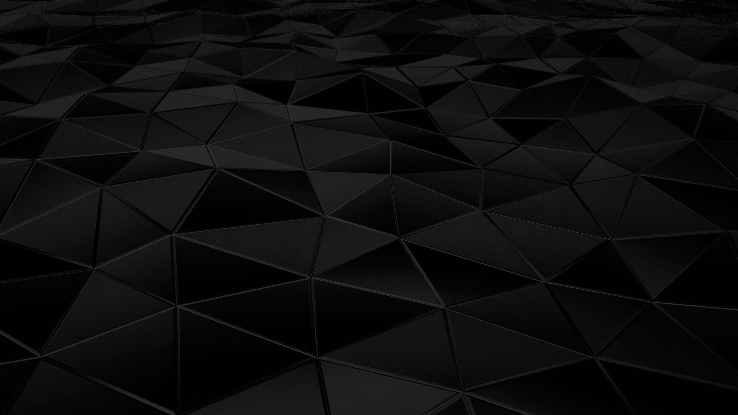 geometric black abstract, sleek black, sharp triangular facets, 2K Desktop Wallpaper