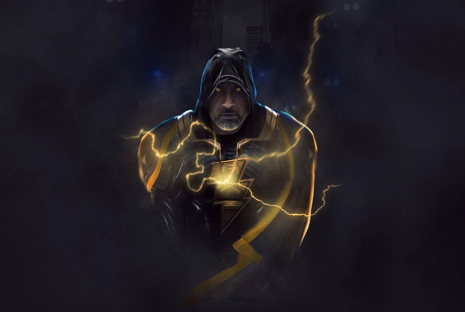 Black Adam, glowing yellow lightning bolts, armored chest, Full HD Desktop Wallpaper