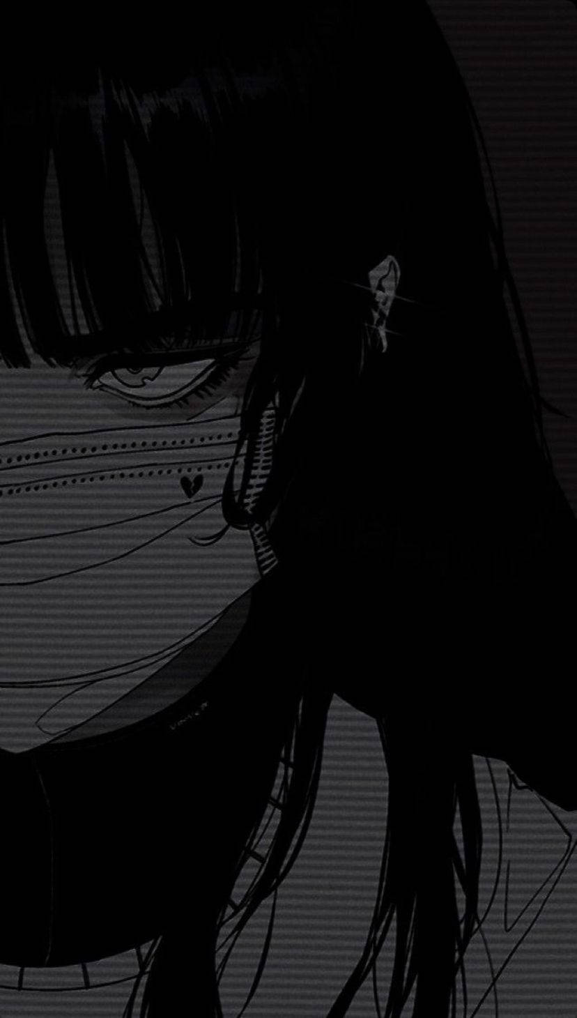 black aesthetic anime, masked girl, one visible eye, HD Phone Wallpaper
