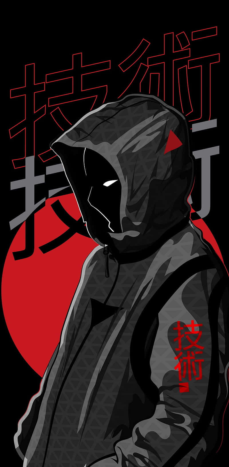 red and black, glowing white eyes, black background, HD Phone Wallpaper