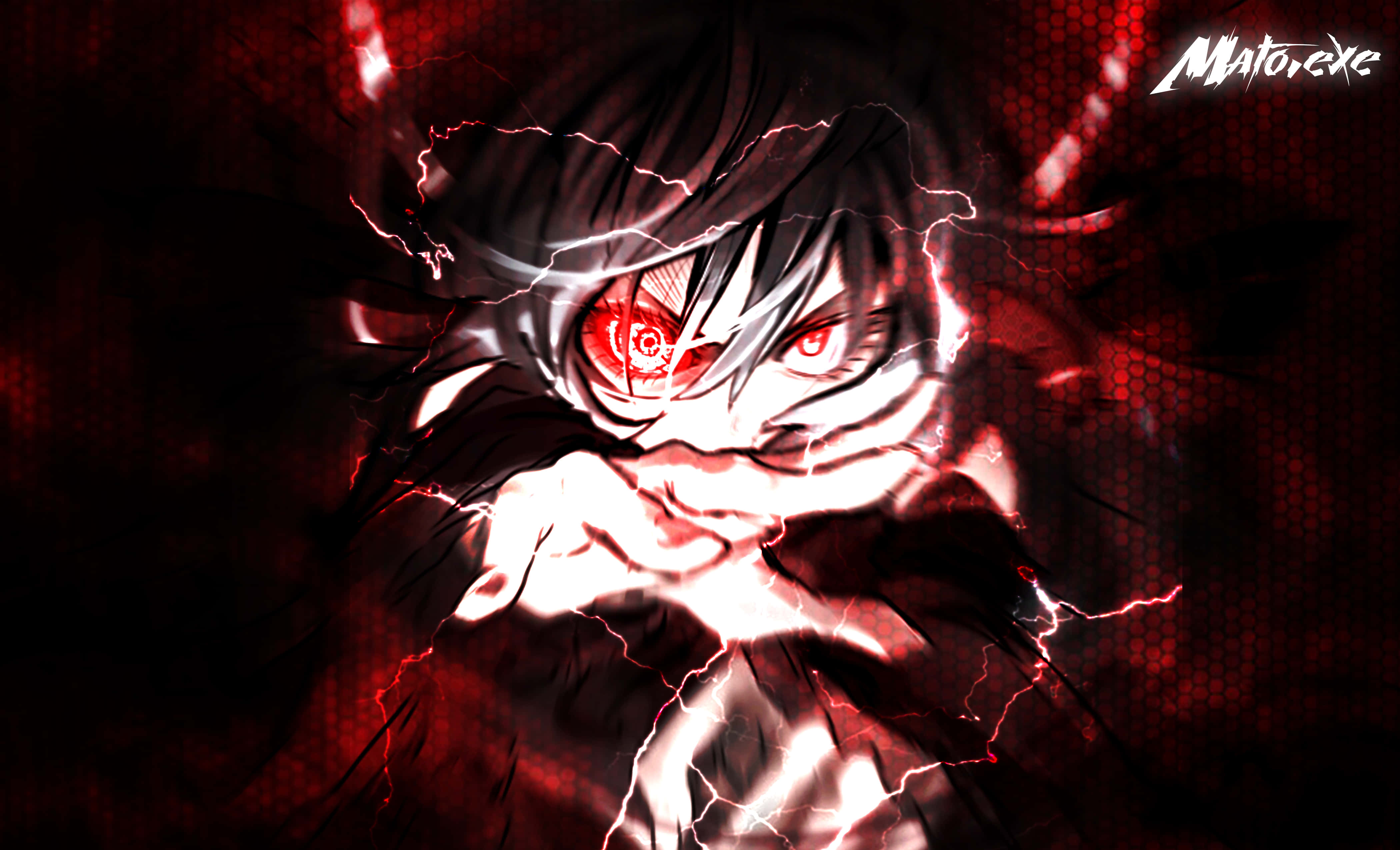 red and black anime, 4200 x 2550, glowing red eyes, 4K Desktop Wallpaper