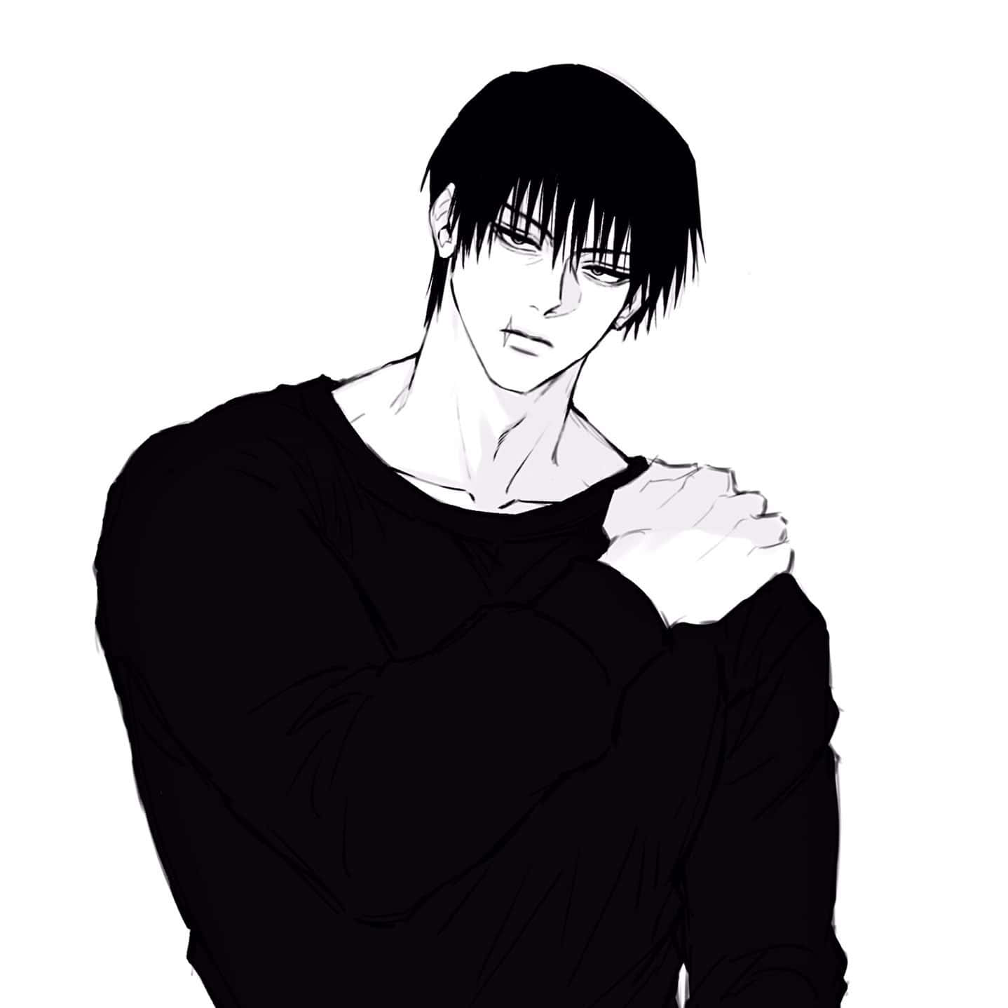 brooding anime character, blackand white, short black hair, HD Desktop Wallpaper