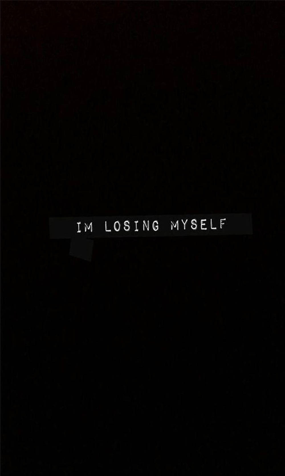 I'm Losing Myself, white pixelated text, torn black tape strip, HD Phone Wallpaper