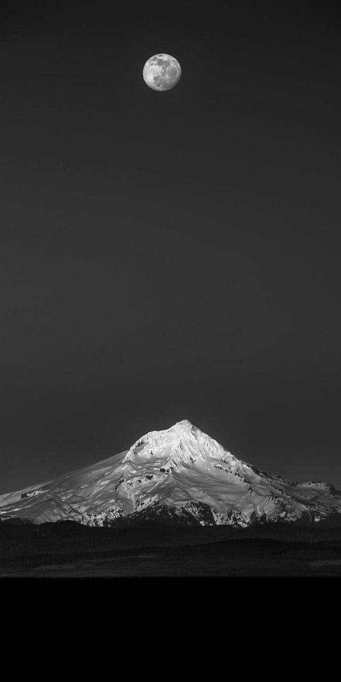 Black Aesthetic Phone, moon, mountain, HD Phone Wallpaper
