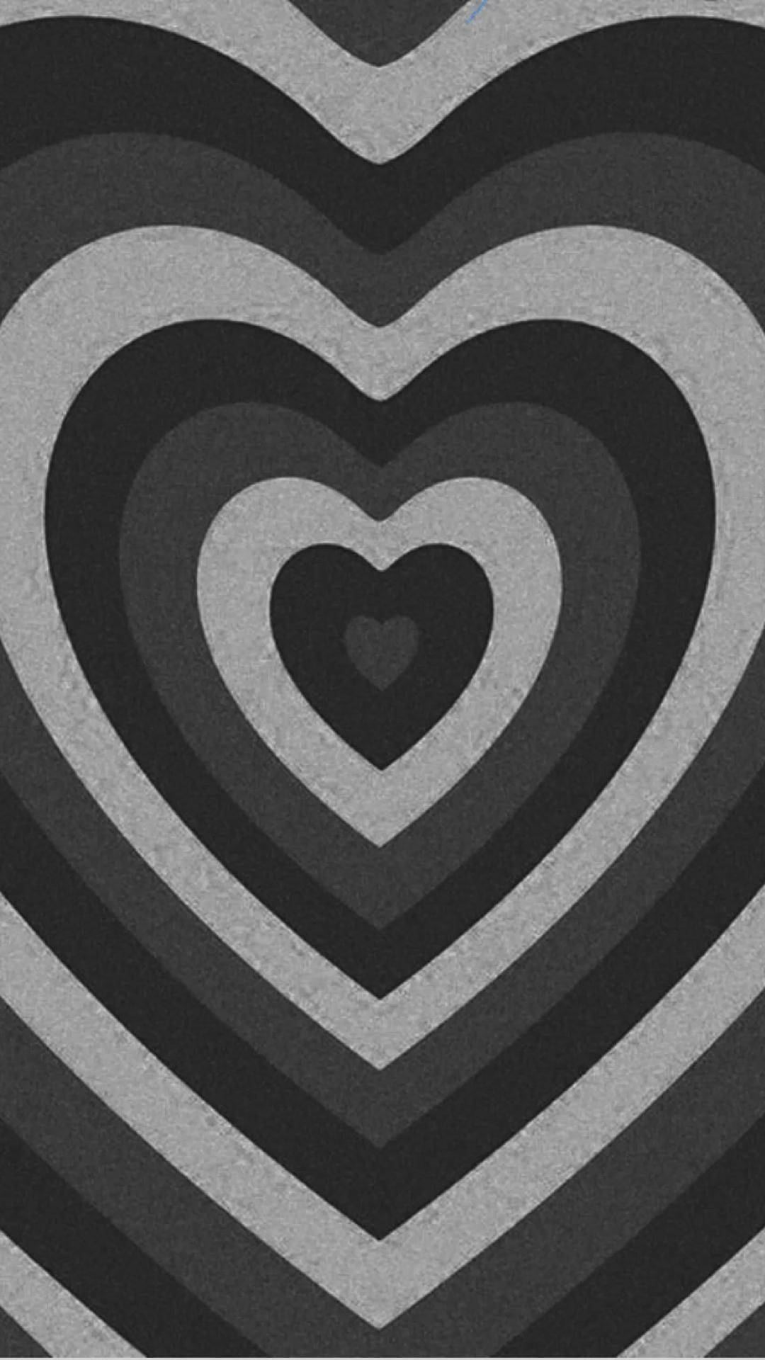 Black Aesthetic Phone, heart layers, concentric hearts, Full HD Phone Wallpaper
