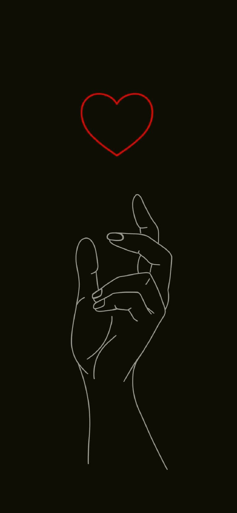 Black Aesthetic Phone, hand reaching upward, glowing red heart, HD Phone Wallpaper