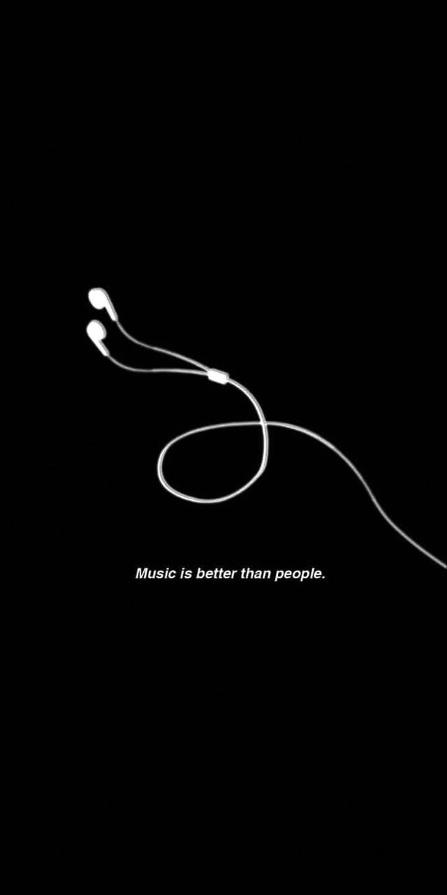 Black Aesthetic Phone, white wired earphones, stark black background, HD Phone Wallpaper
