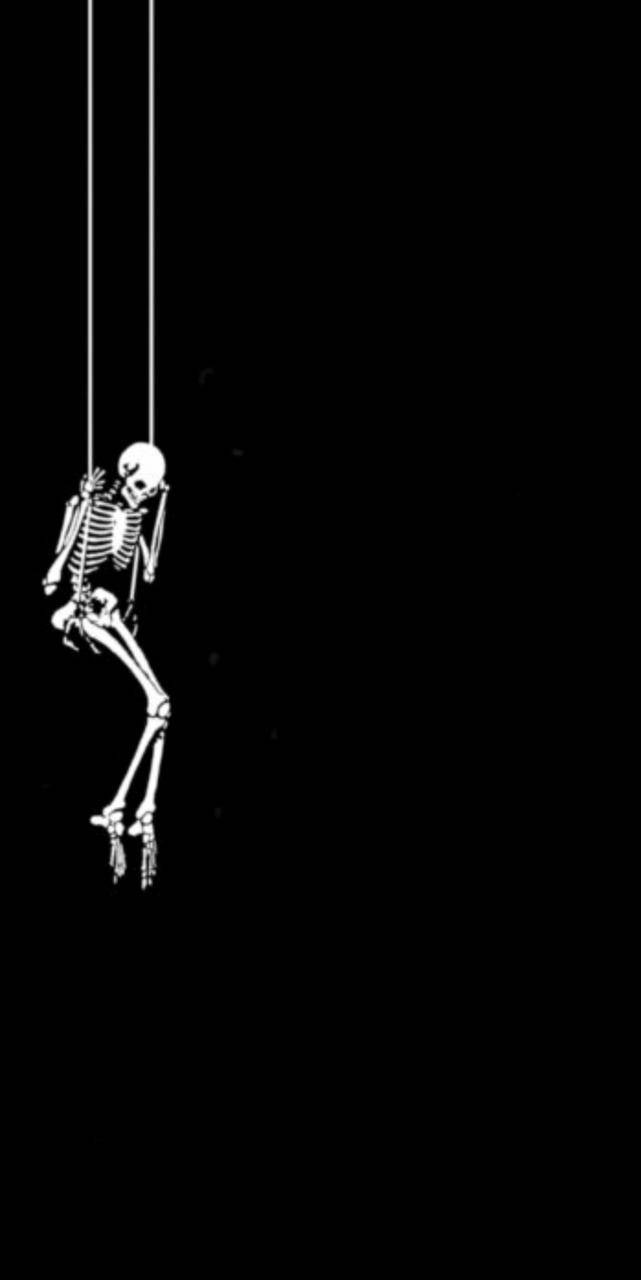 Black Aesthetic Phone, skeleton, swing, HD Phone Wallpaper