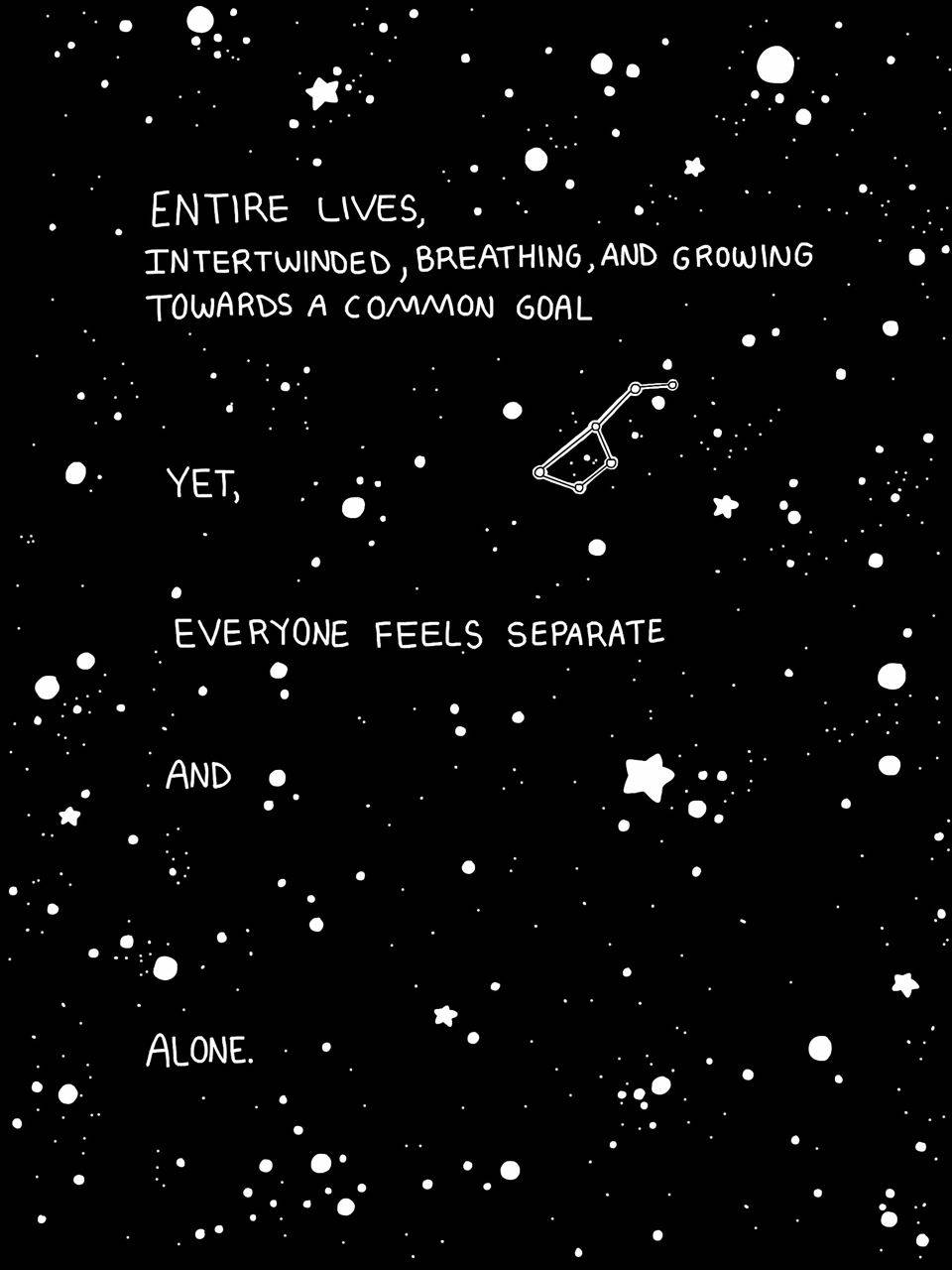 Black Galaxy-Themed Quote, Tumblr Aesthetic, minimalist black and white cosmic scene, HD Phone Wallpaper