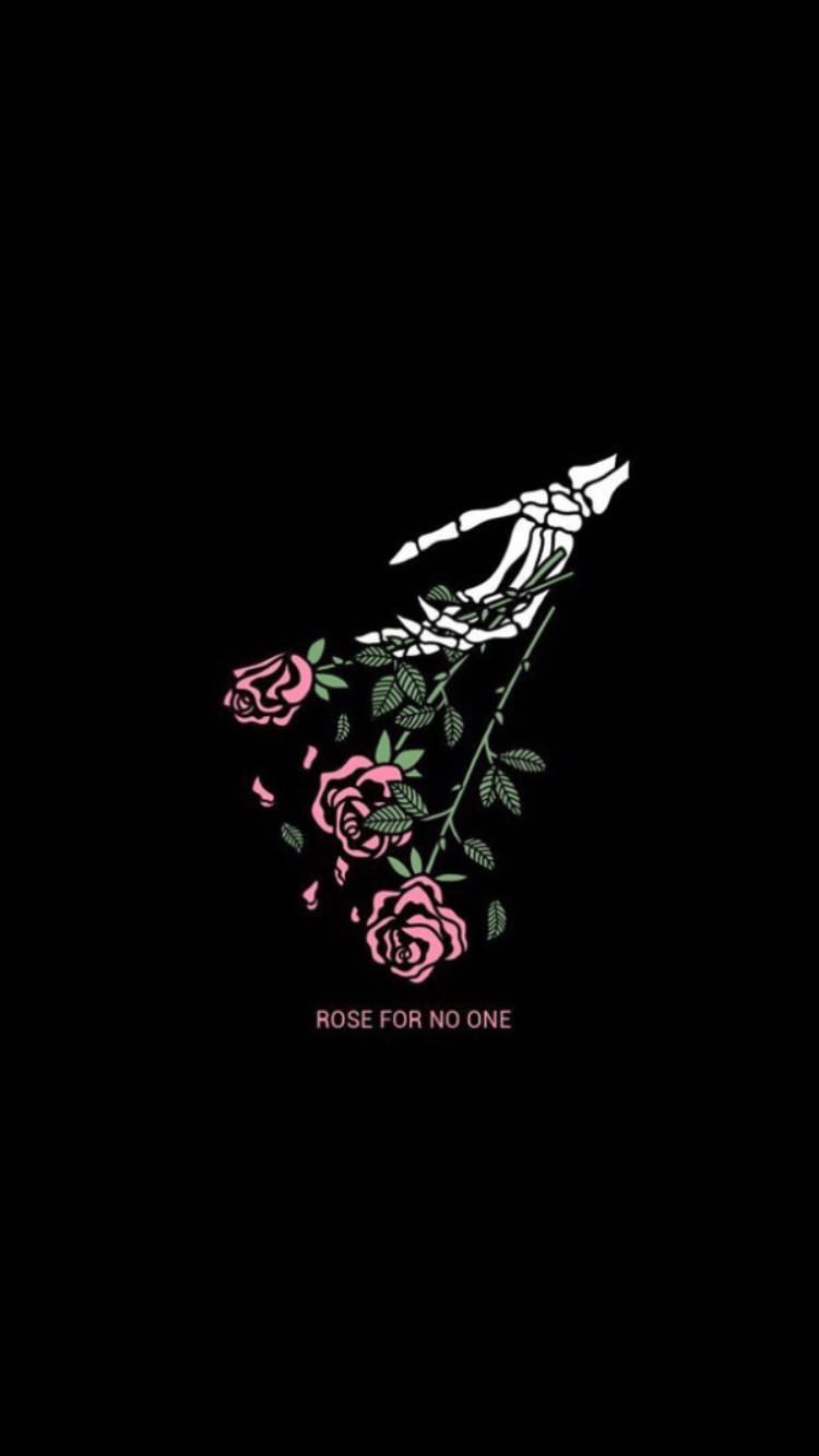 Black Aesthetic Rose, skeleton hands, pink roses, HD Phone Wallpaper
