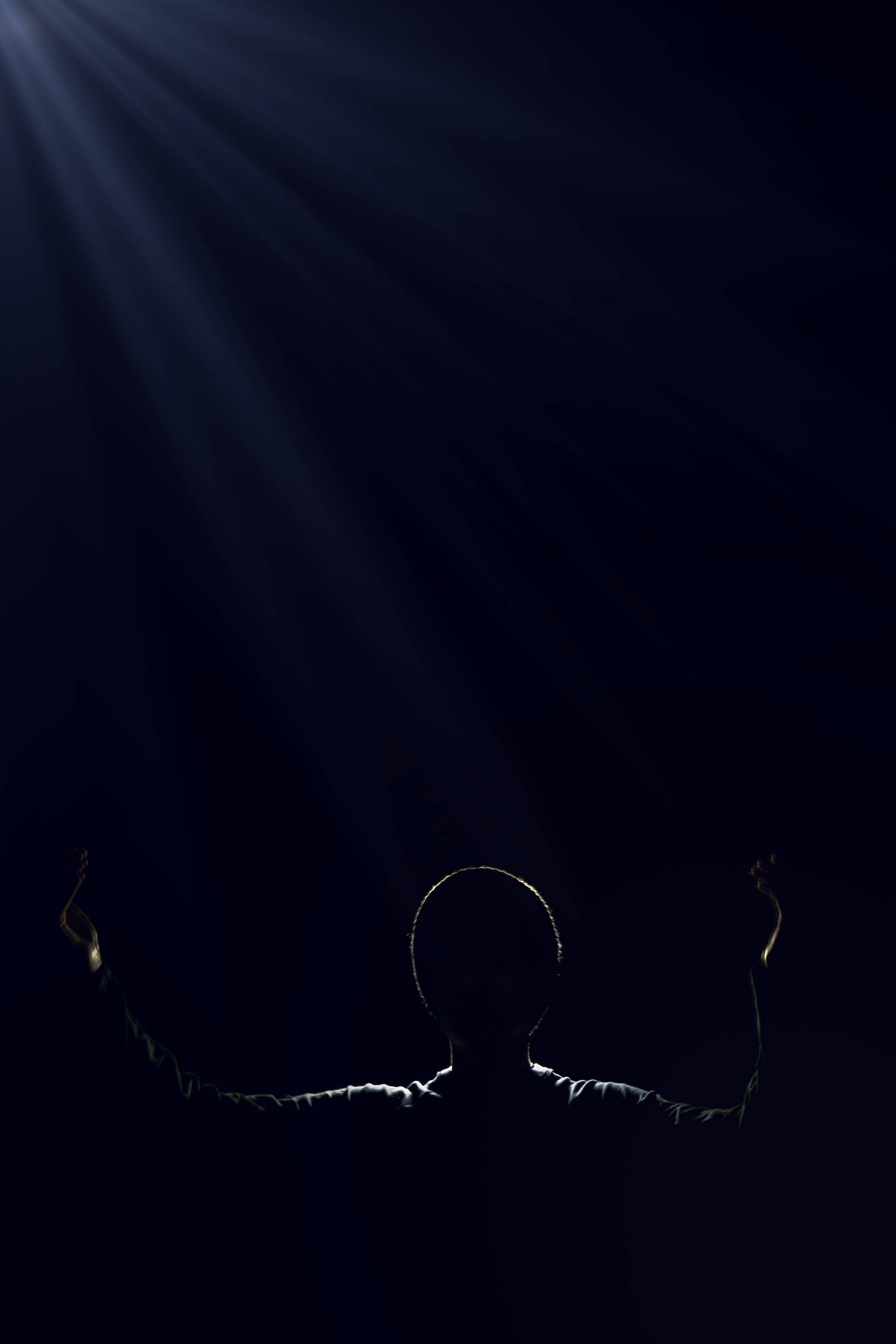 silhouette man, divine light, darkness, 2K Phone Wallpaper