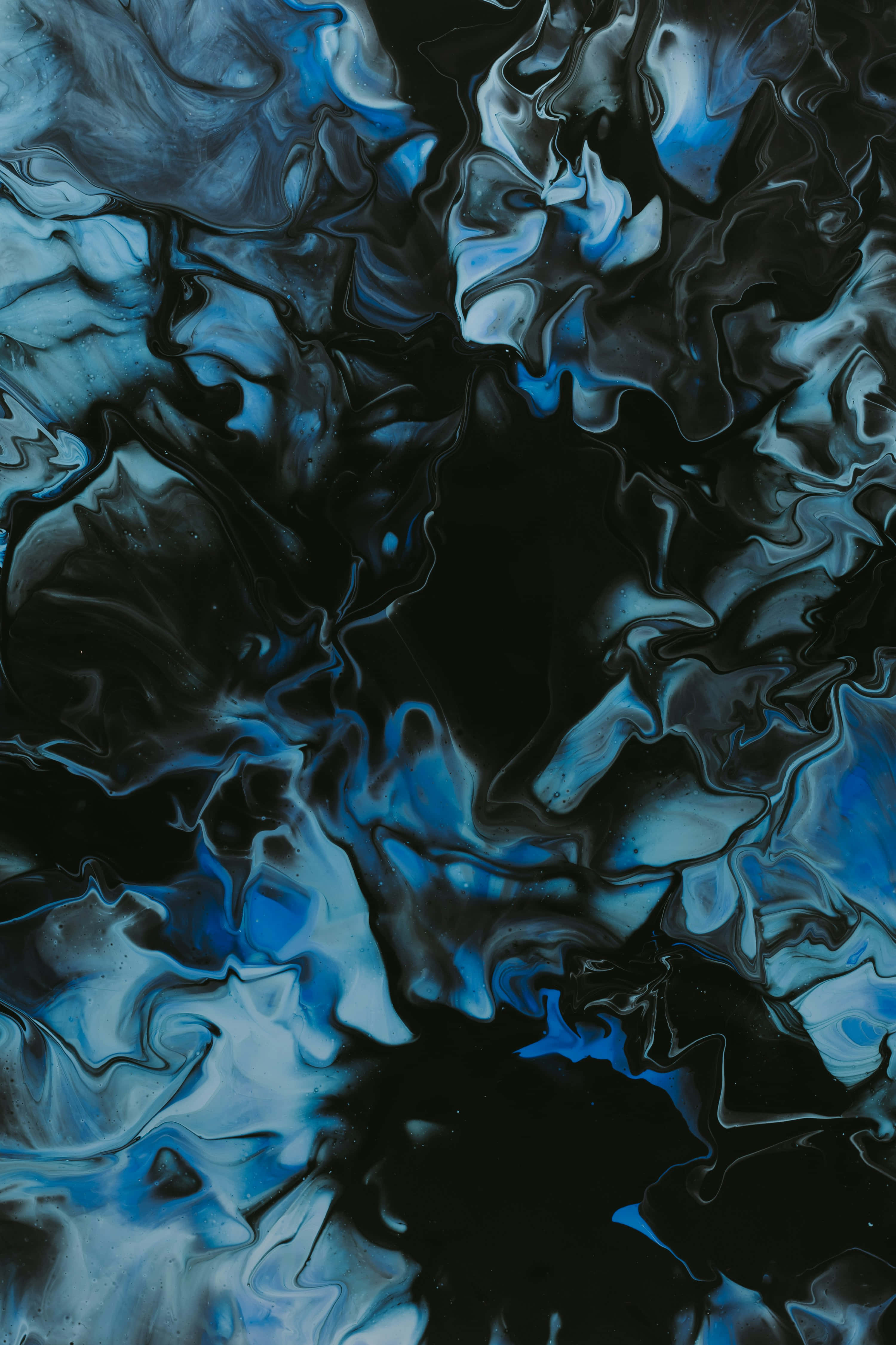 abstract black blue waves art, deep black, vibrant blue, 4K Phone Wallpaper