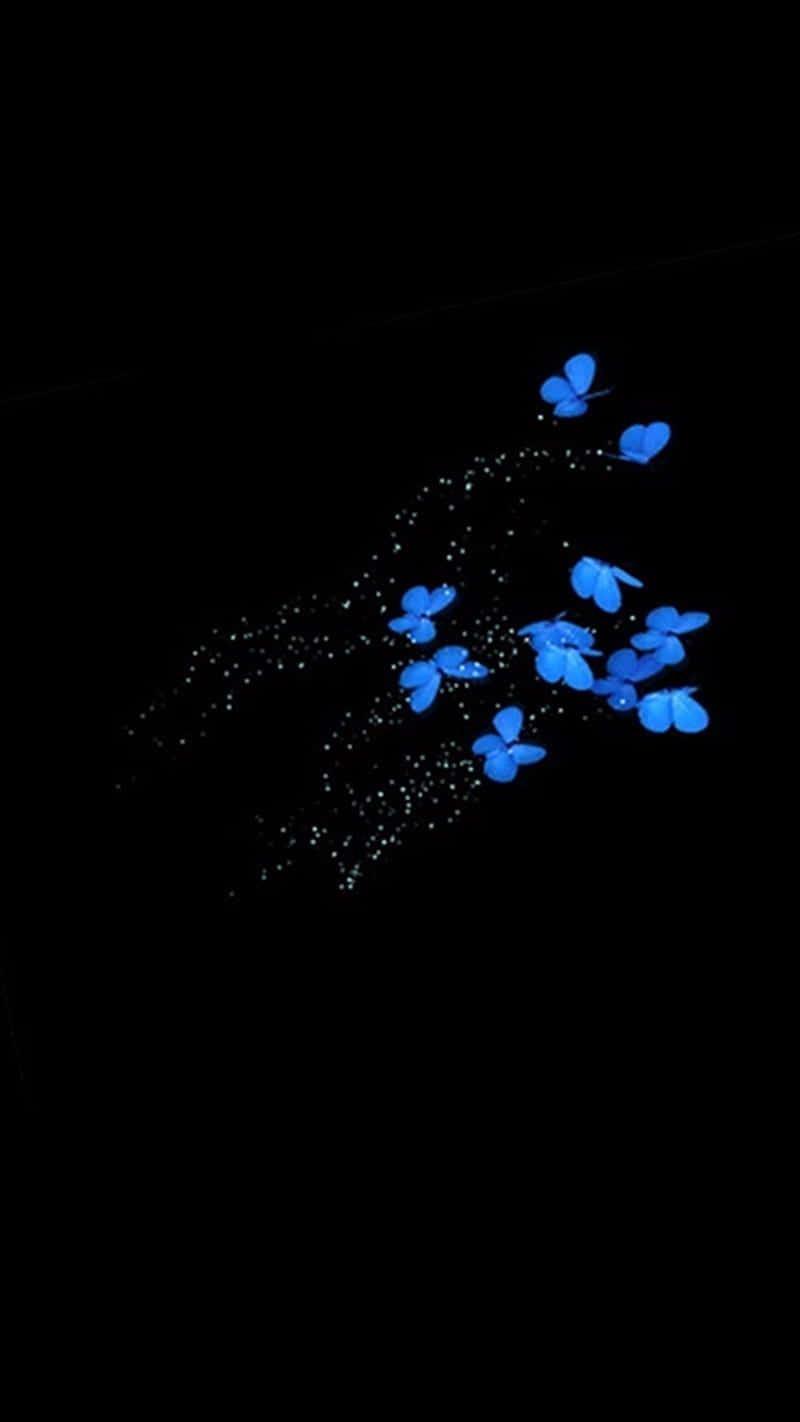 blue butterflies, glowing blue butterflies, sparkling particles, HD Phone Wallpaper