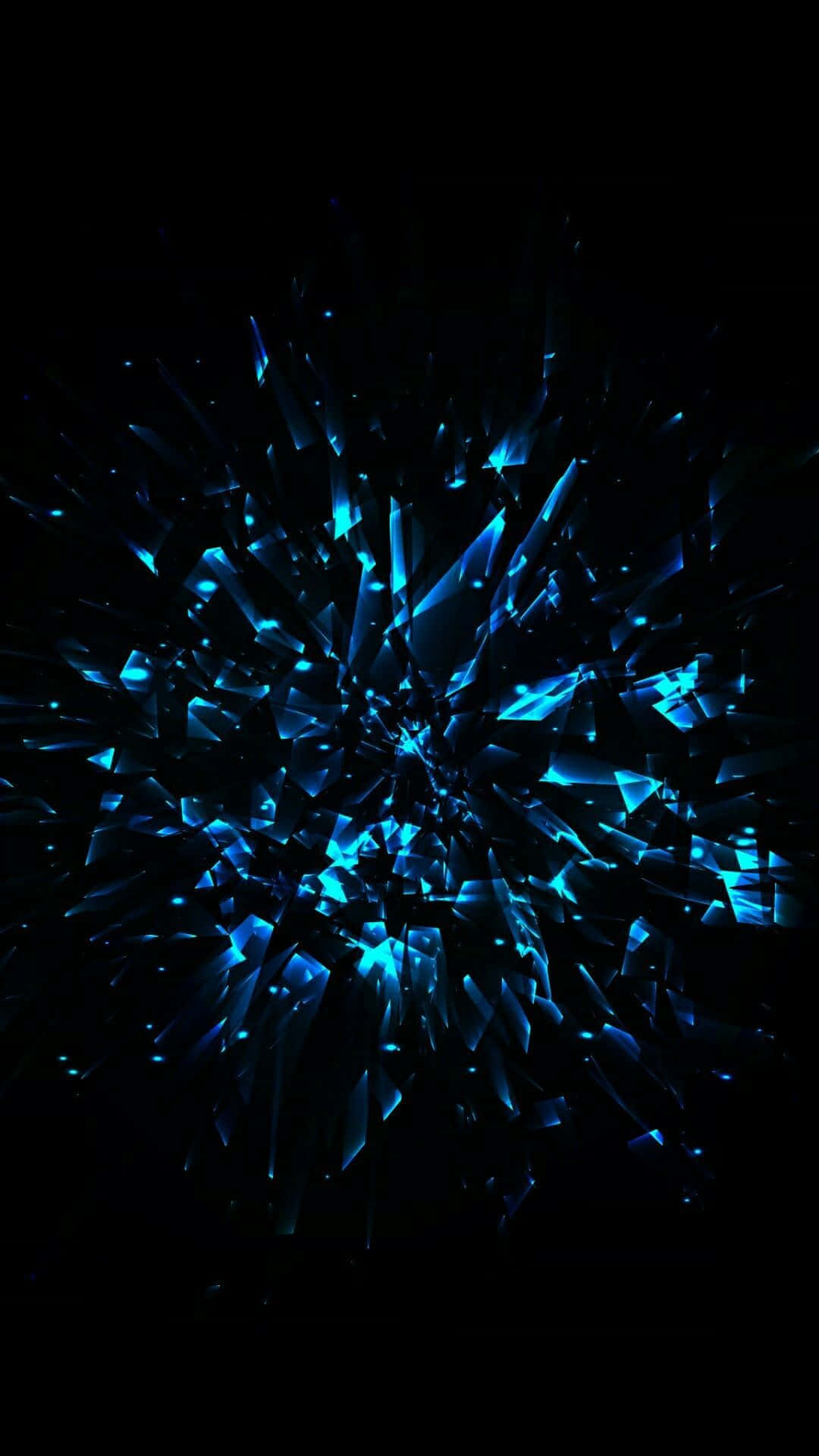 black and blue iPhone, radiant blue crystalline explosion, pitch black void, Full HD Phone Wallpaper