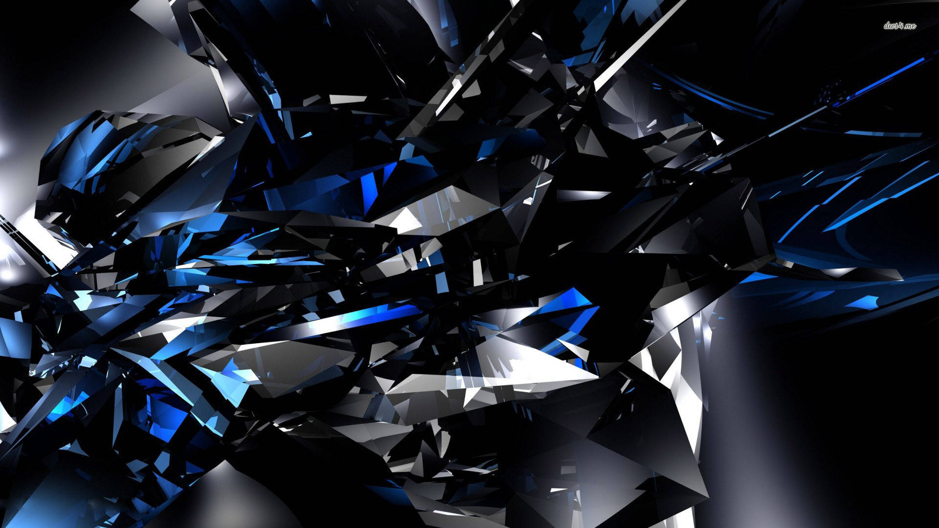 Black And Blue, glass shards, blue and black, Full HD Desktop Wallpaper