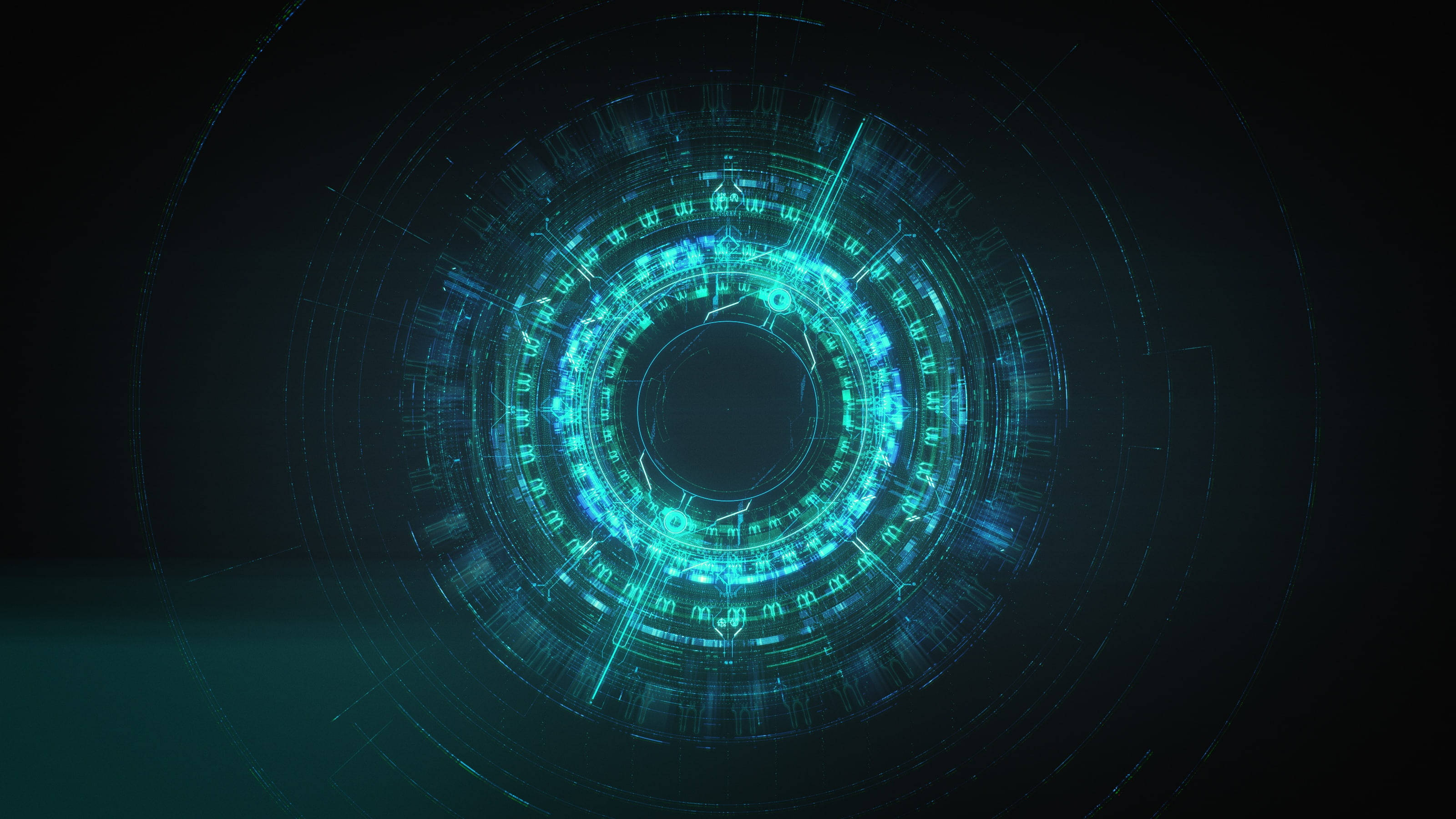 Blue Warp Rainmeter Skin, glowing cyan, digital interface, 2K Desktop Wallpaper