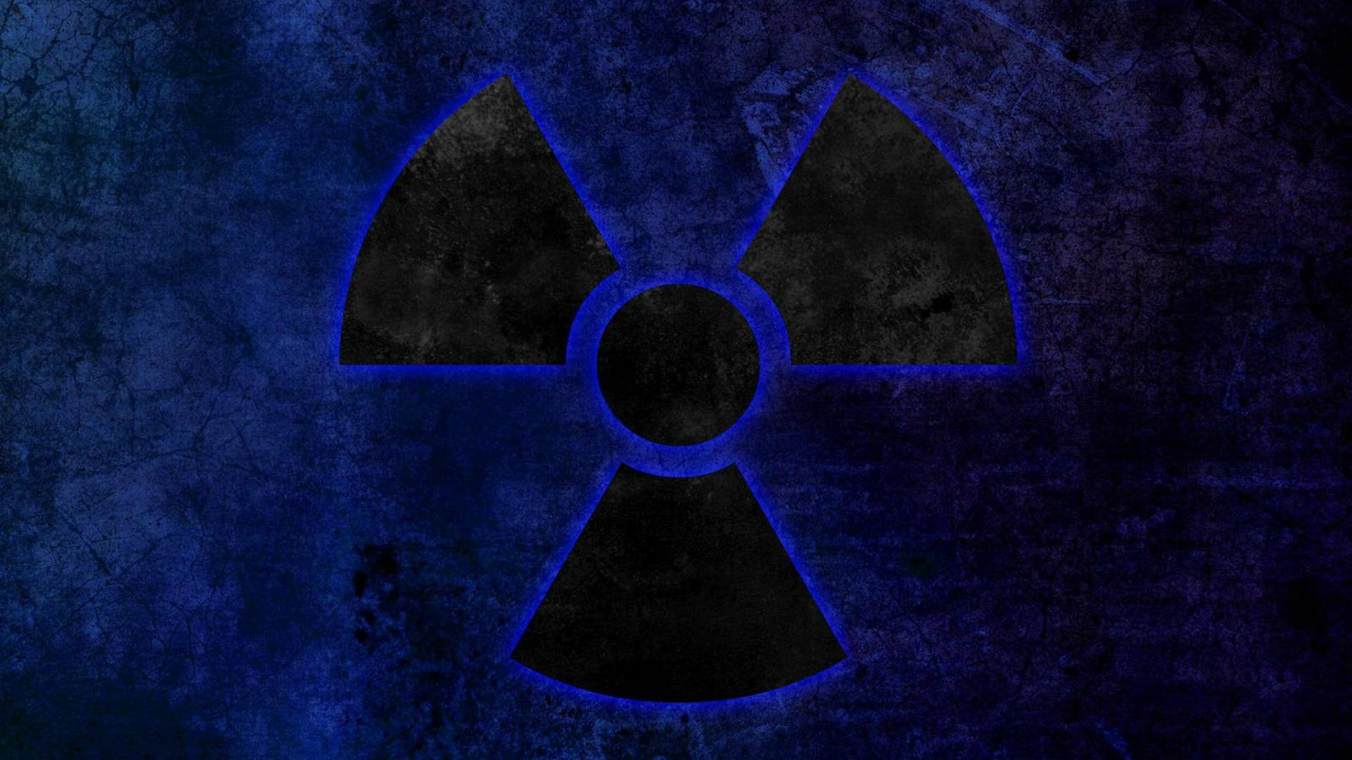 Black And Blue, nuclear symbol, glowing blue, Full HD Desktop Wallpaper