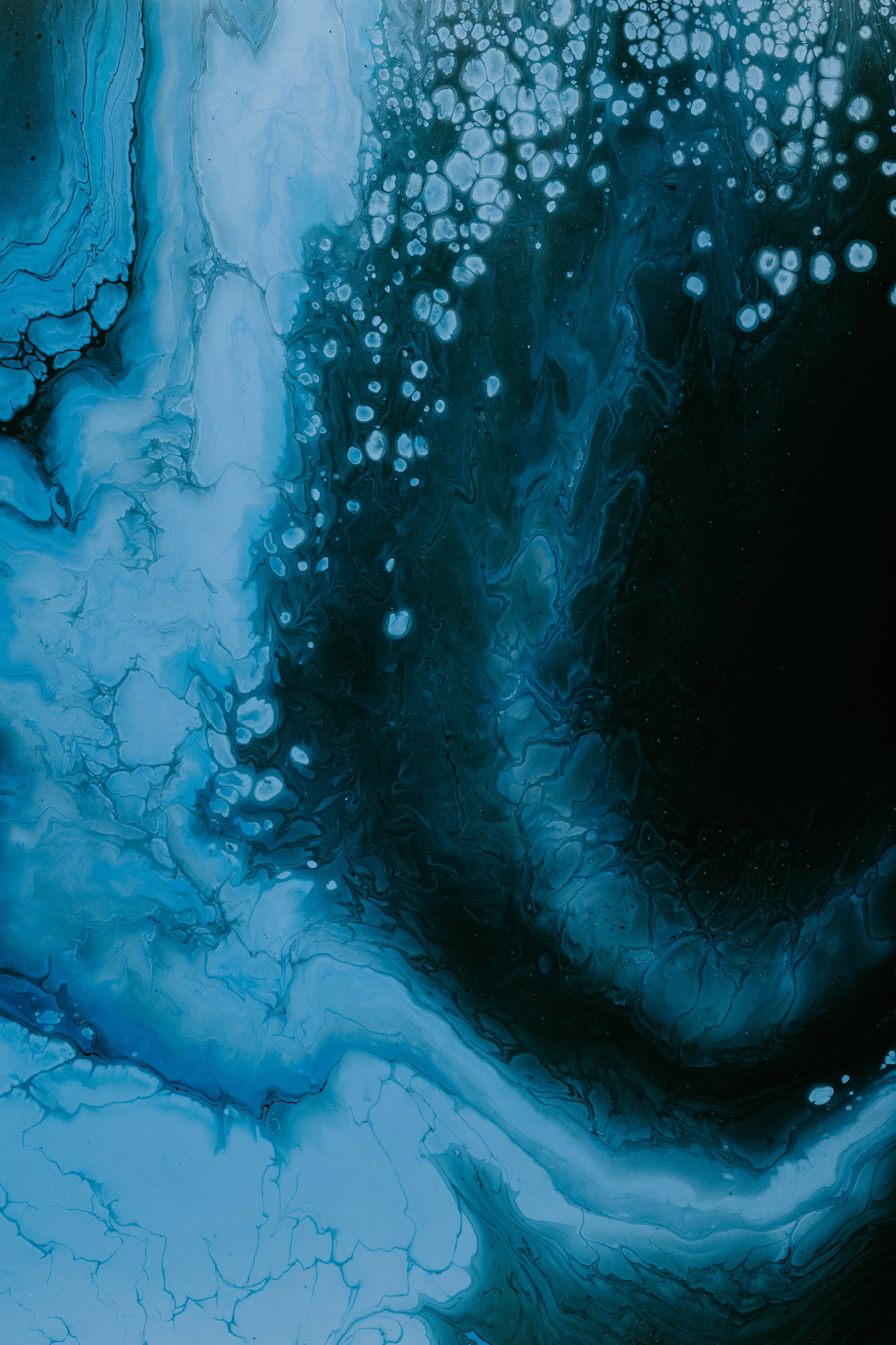 blue liquid paint, 8K phone, deep blues, 5K Phone Wallpaper