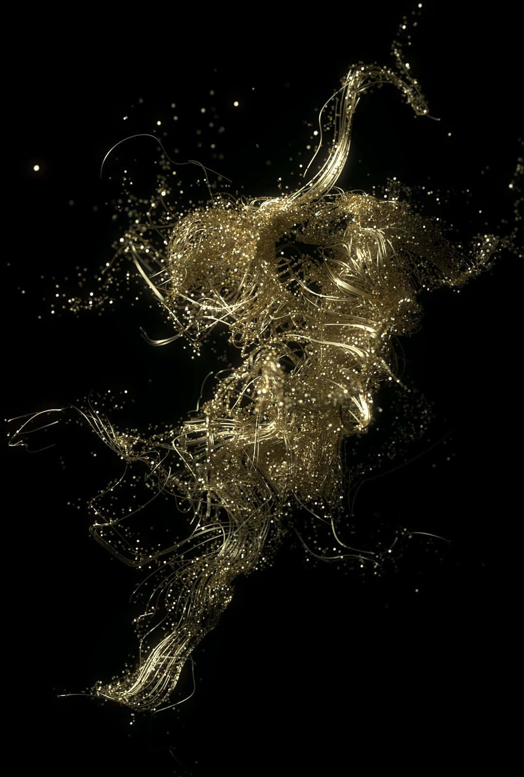 black void, golden glowing filaments, cosmic energy, HD Phone Wallpaper