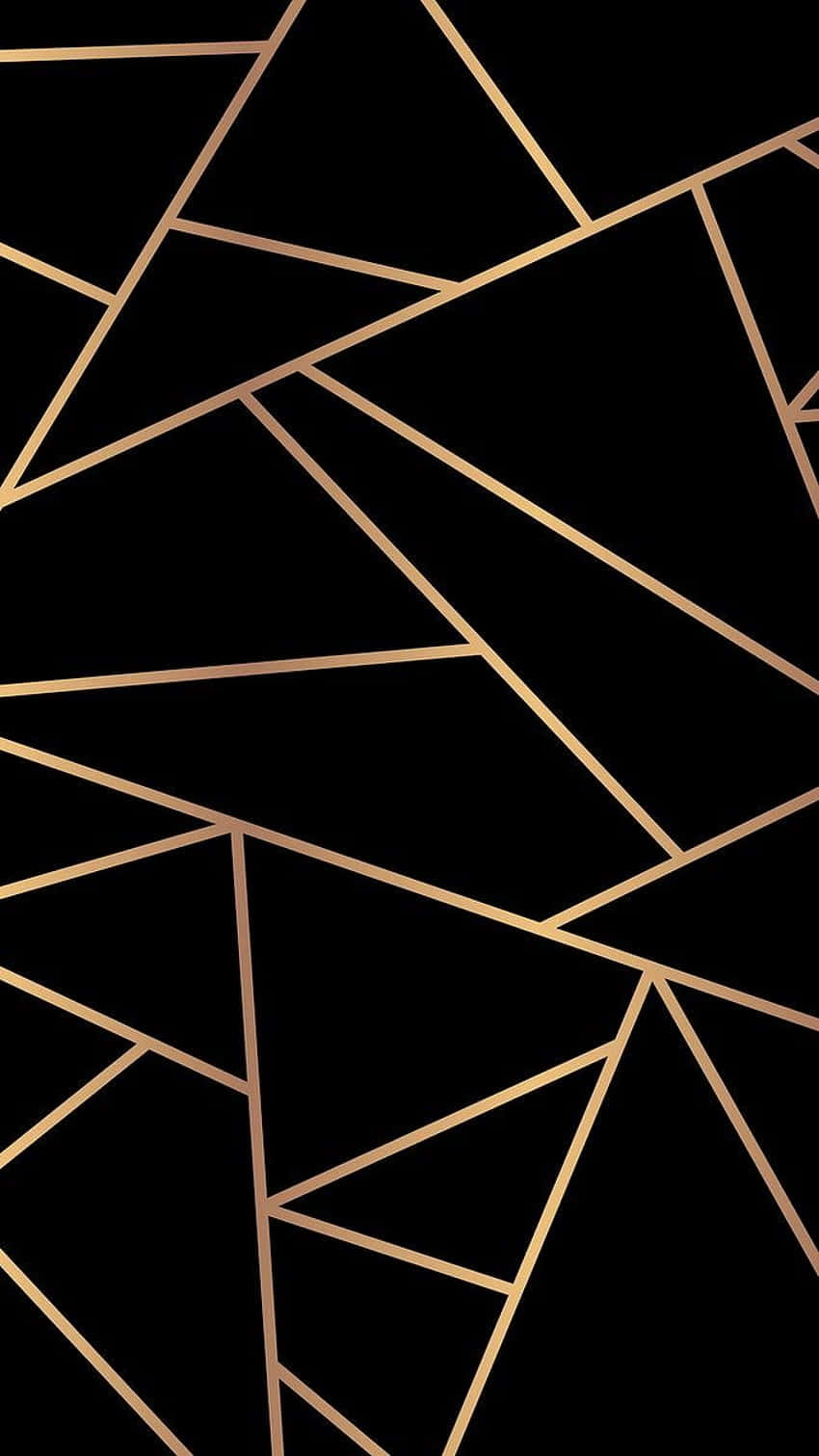 black and gold aesthetic, geometric gold lines, deep black background, HD Phone Wallpaper