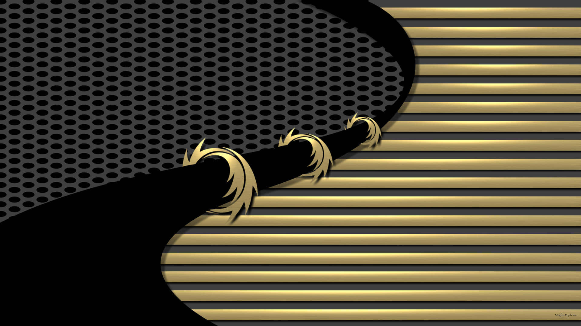 black guitar, gold accents, textured black perforated background, Full HD Desktop Wallpaper