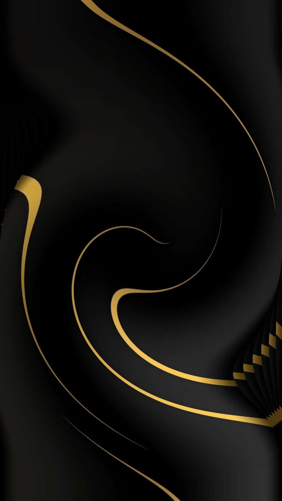 elegant black and gold, golden swirls, deep black background, Full HD Phone Wallpaper