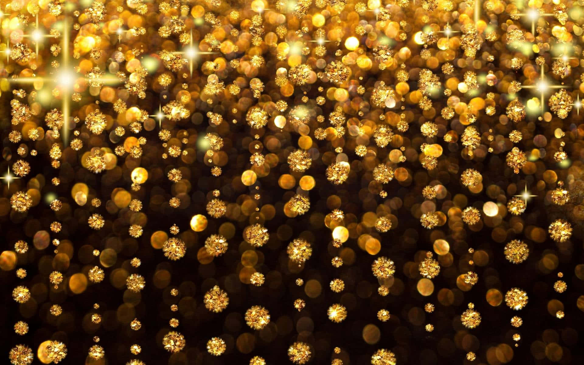 golden glitter, stars, glitter particles, Full HD Desktop Wallpaper