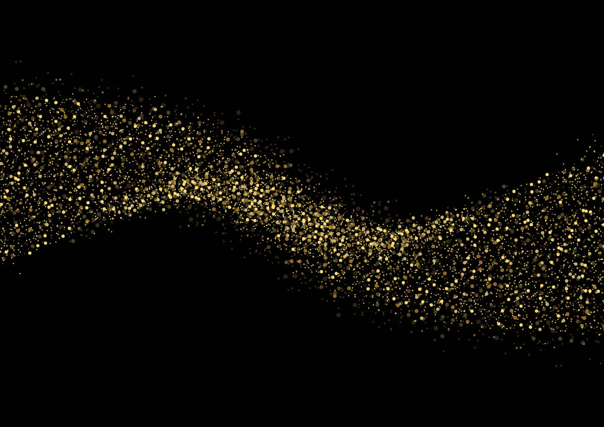black and gold color scheme, shimmering gold particles, deep black background, Full HD Desktop Wallpaper